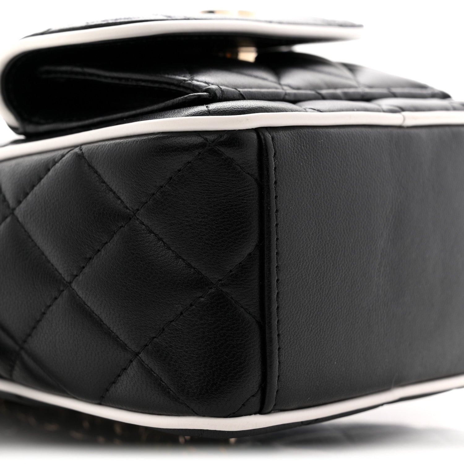 Lambskin Quilted Mini Backpack Black White