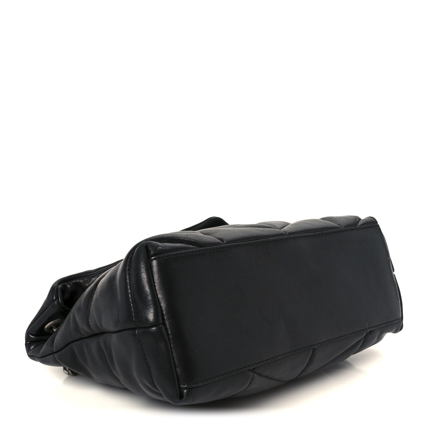 Lambskin Quilted Small Loulou Puffer Monogram Chain Satchel Black