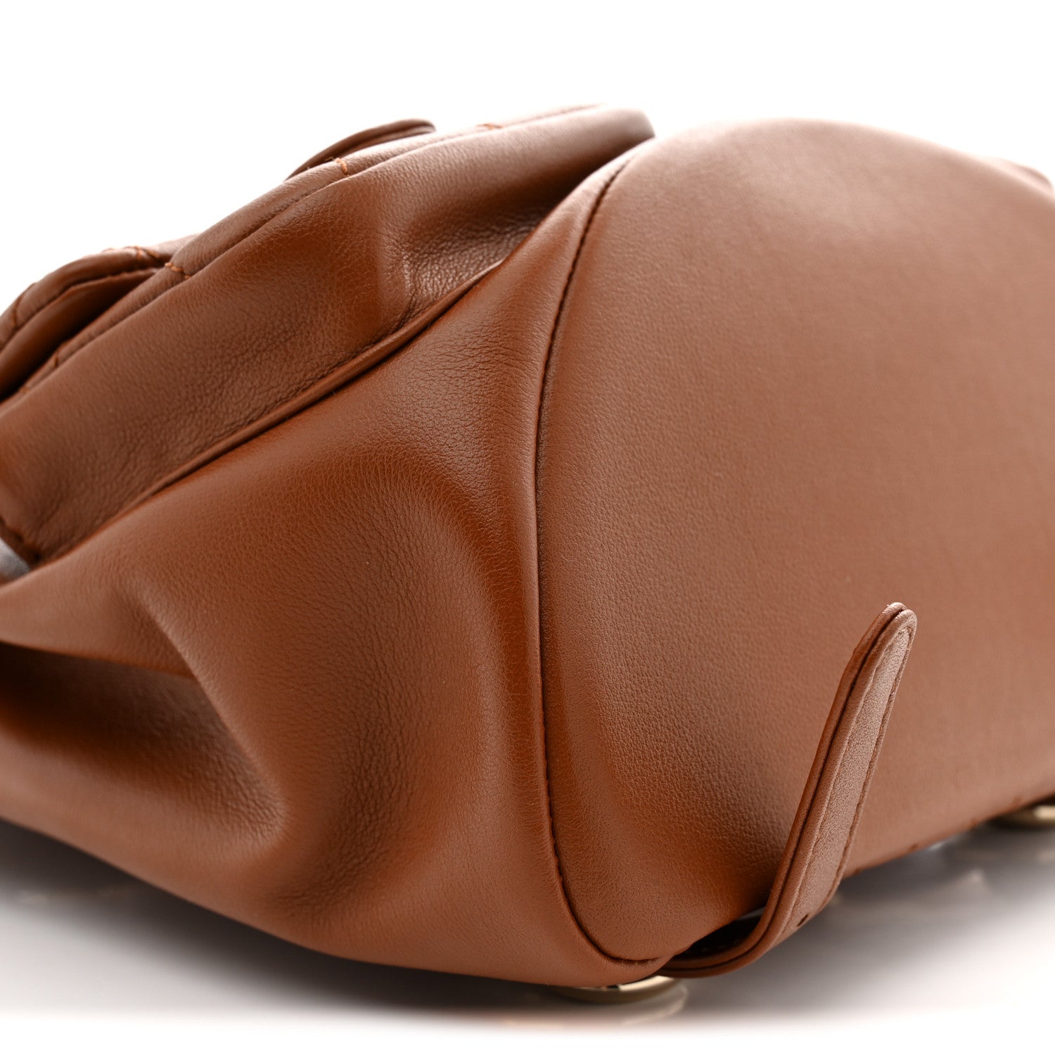 Calfskin Quilted Medium Duma Pockets Drawstring Backpack Light Brown