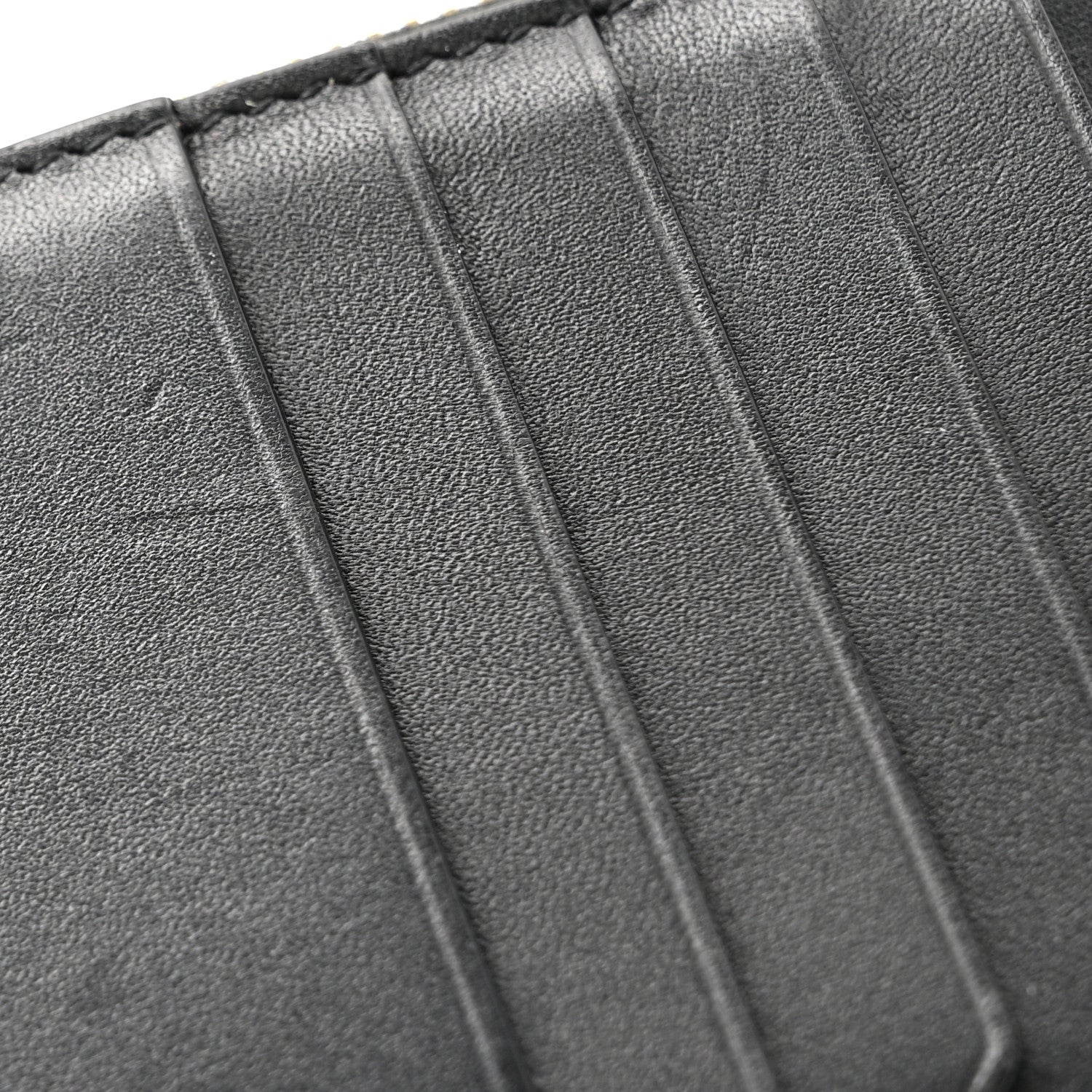 Calfskin 5 Fragments Zip Pouch Card Holder Black
