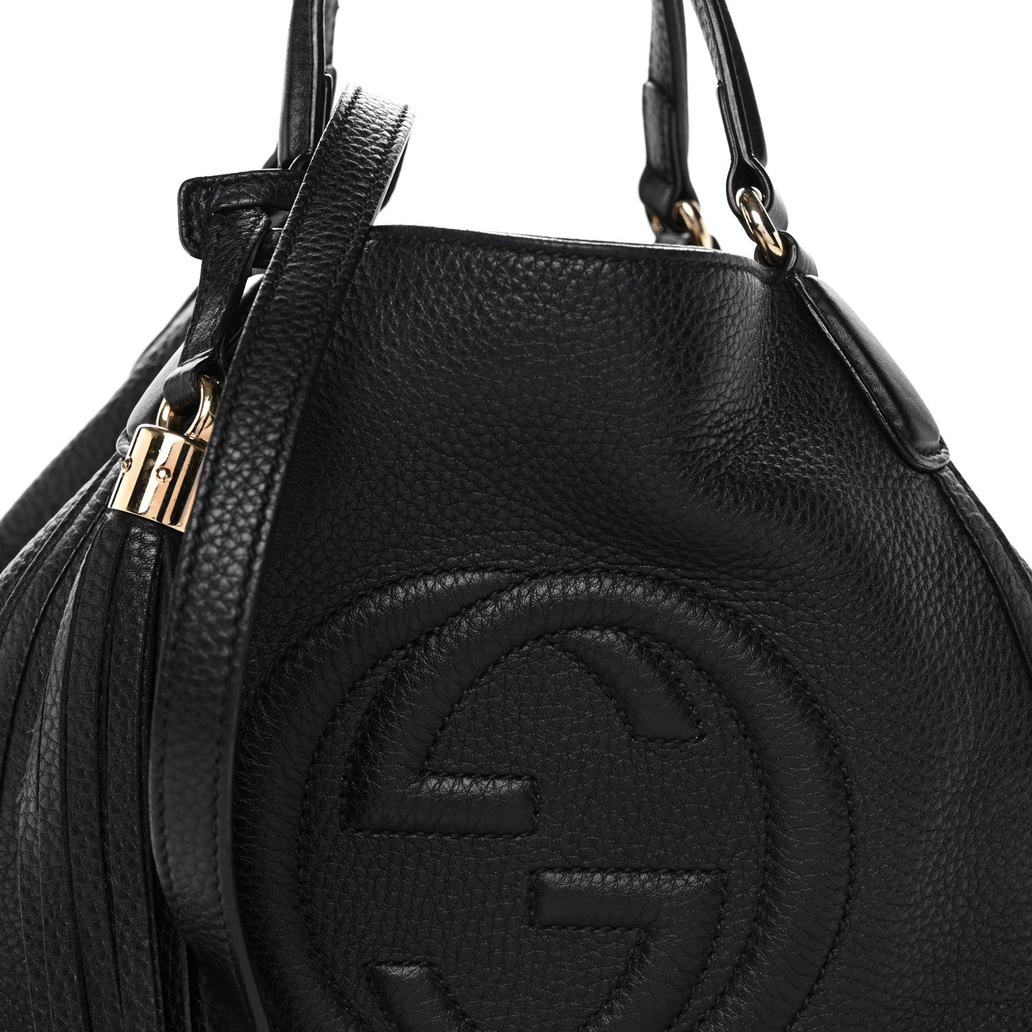 Pebbled Calfskin Small Soho Shoulder Bag Black