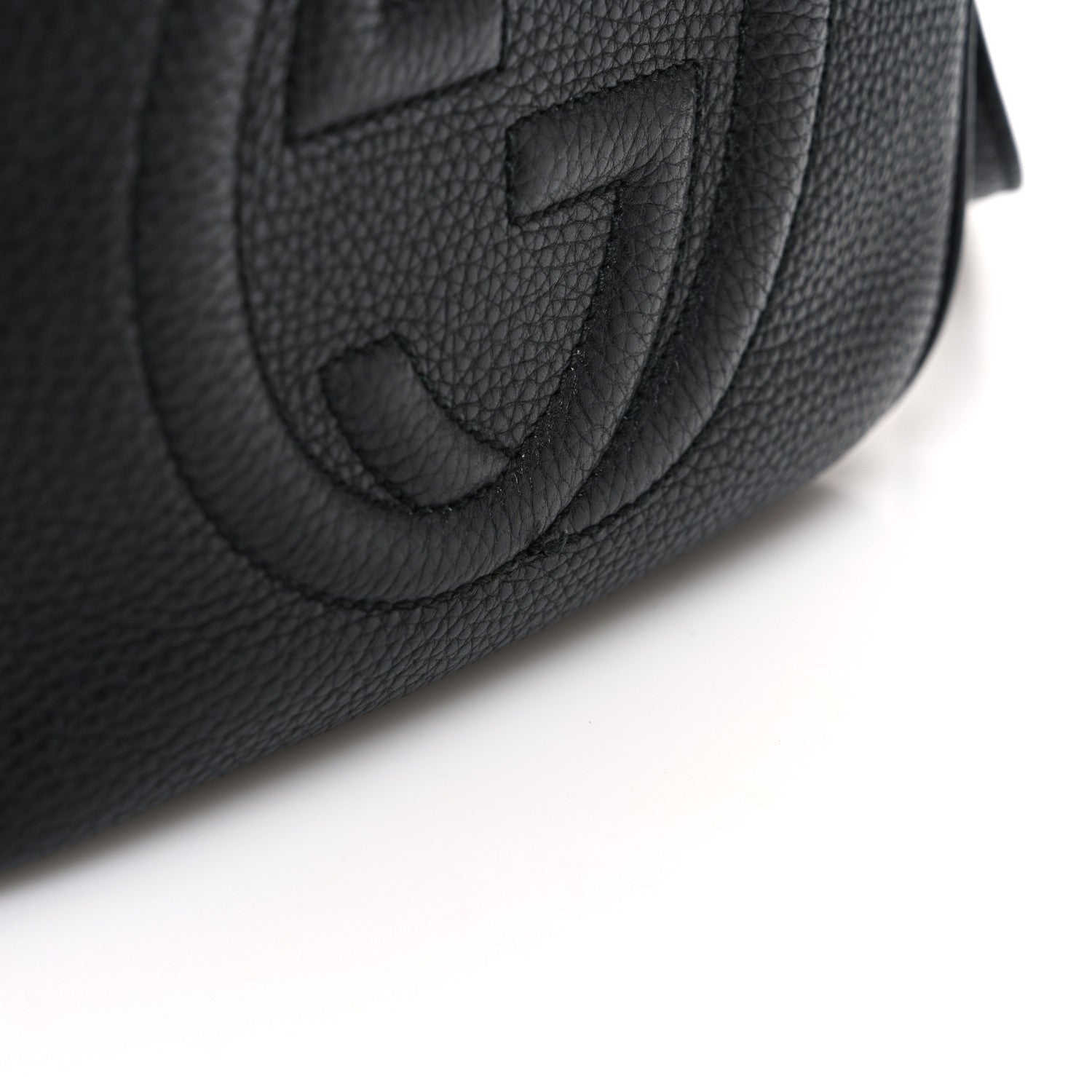 Pebbled Calfskin Small Soho Disco Bag Black