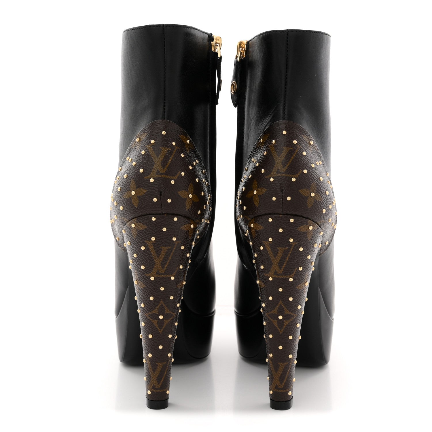 Soft Calfskin Monogram Afterglow Platform Ankle Boots 39 Black