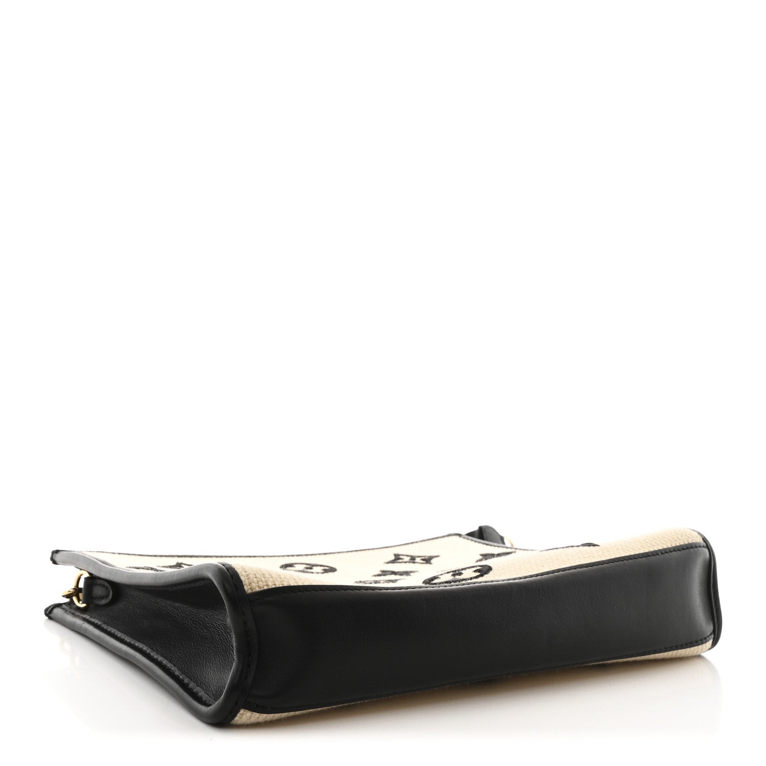 Raffia Calfskin Monogram Toiletry Pouch 26 On Chain Beige Black
