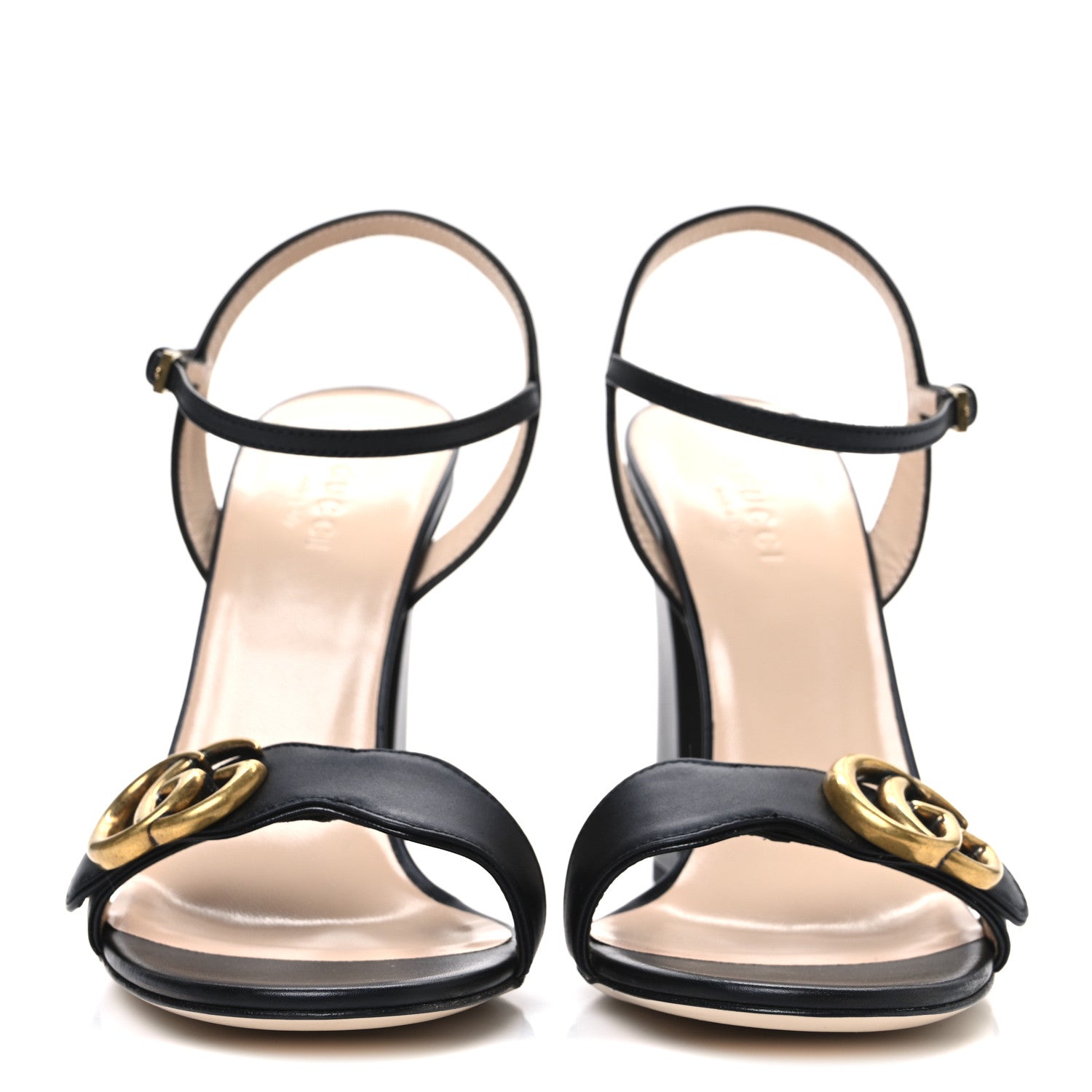 Lifford Calfskin GG Marmont Ankle Wrap 105mm Sandals 37 Black