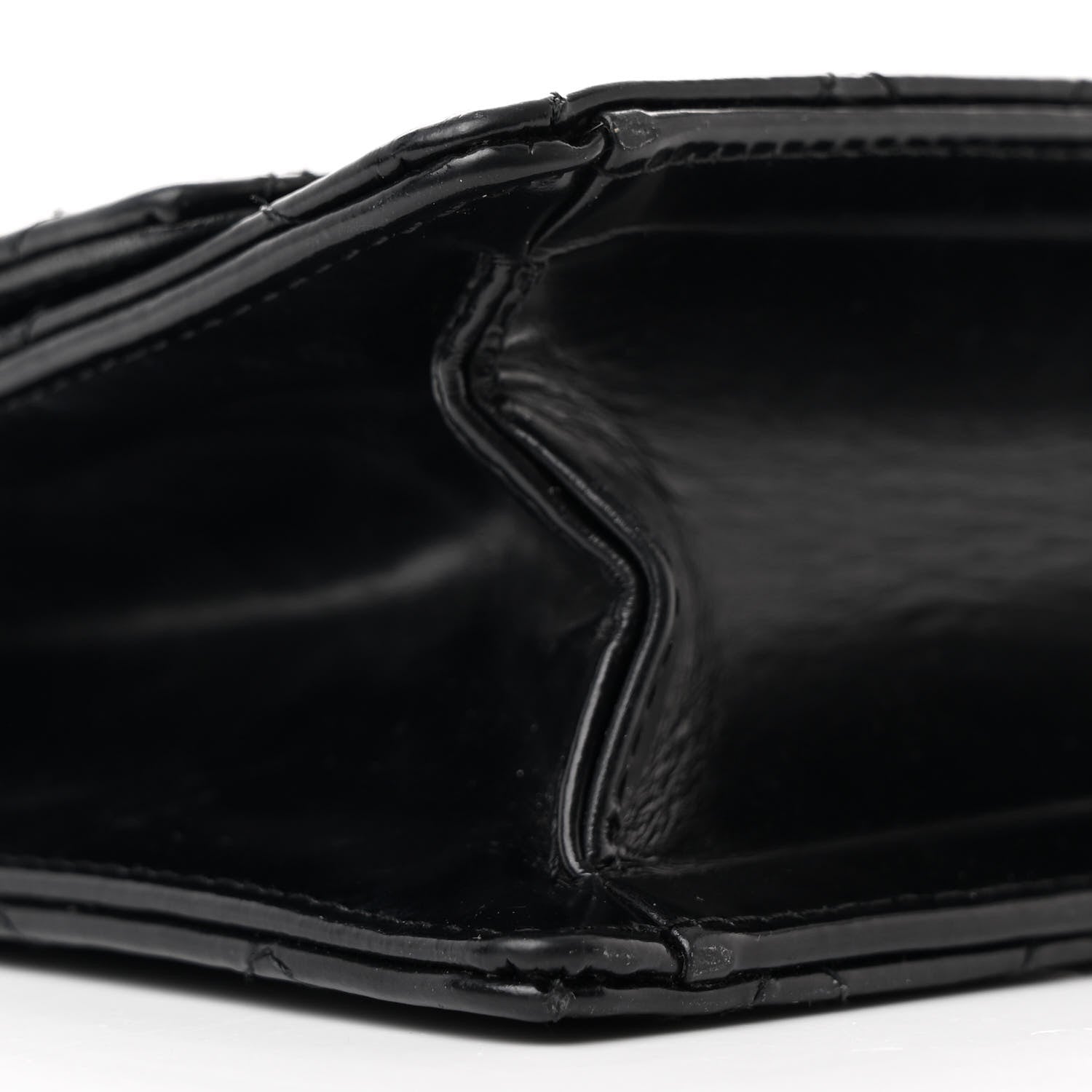 Patent Calfskin Quilted Mini Square Flap Black
