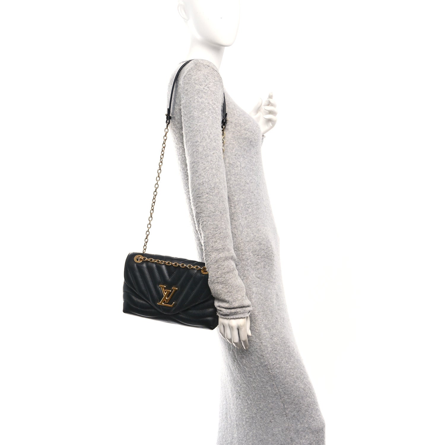 Calfskin LV New Wave Chain Bag Black