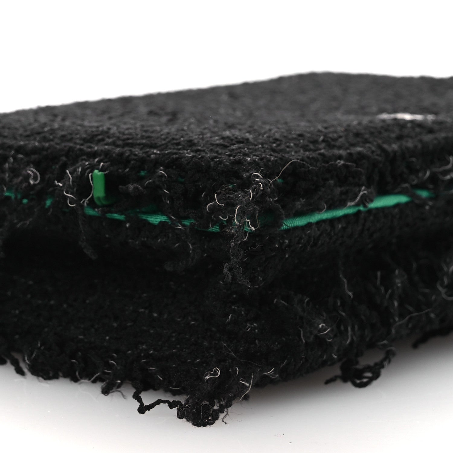 Tweed Fringe Wallet On Chain WOC Black Green