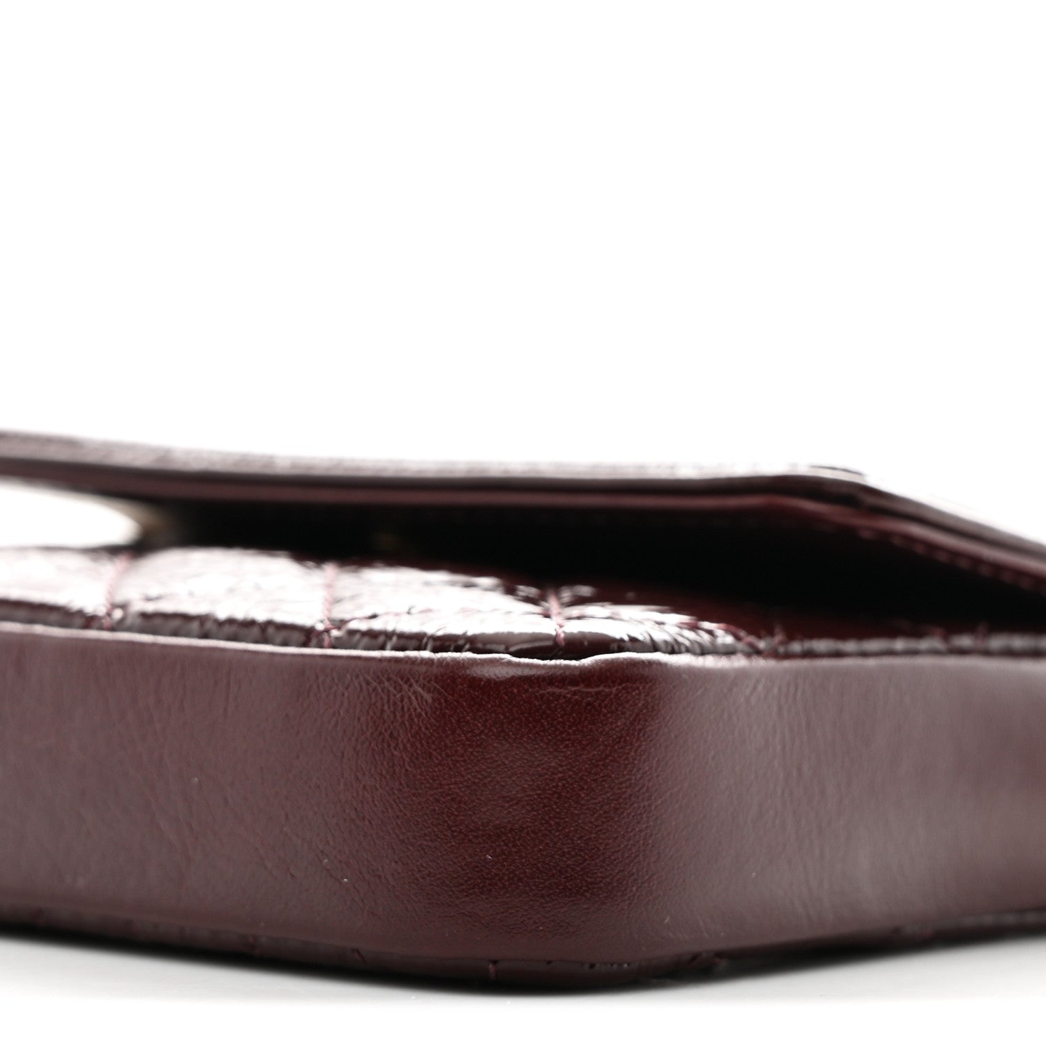 Shiny Aged Calfskin Quilted Waist Belt Bag Burgundy