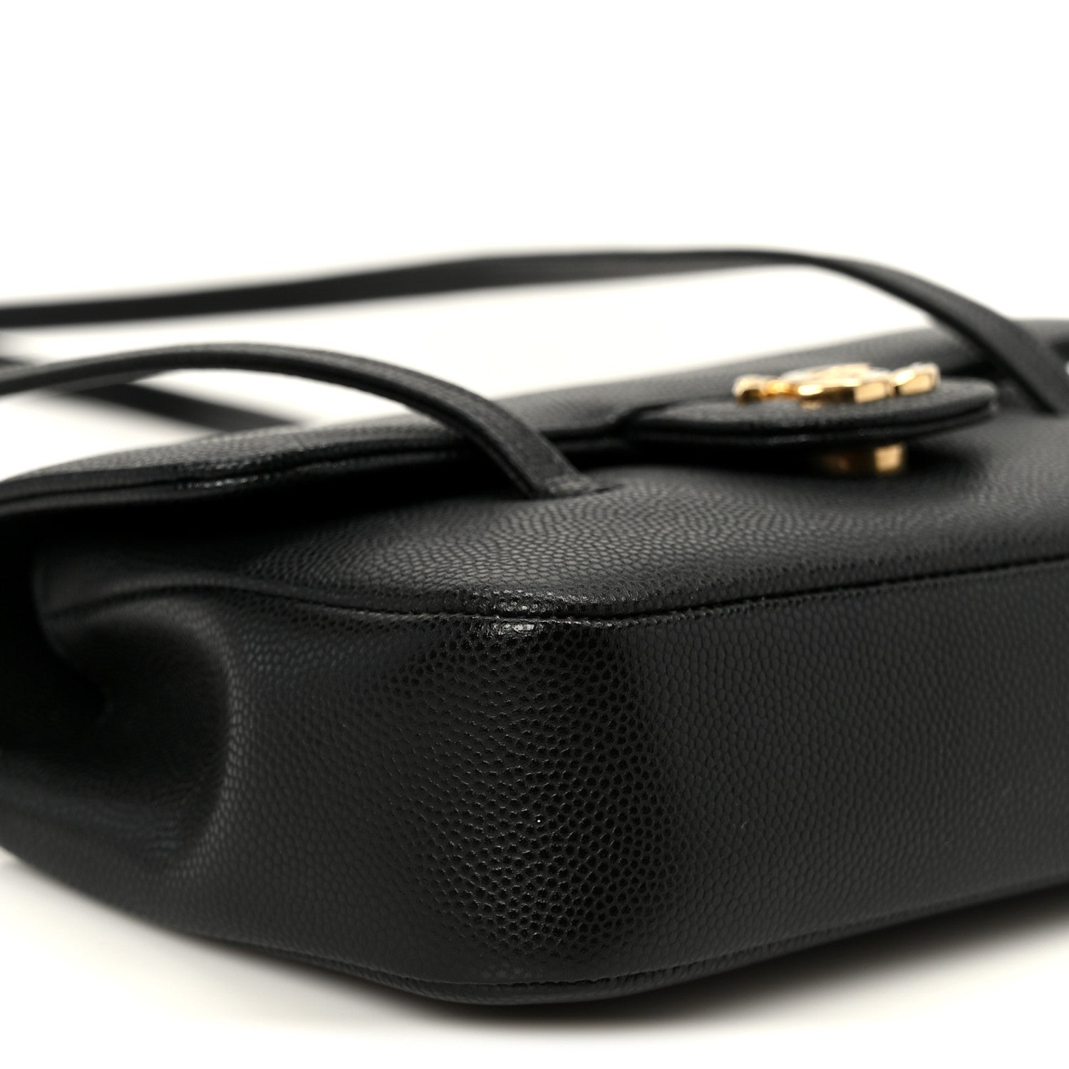 Shiny Caviar Mini Preppy Coco Shoulder Bag Black