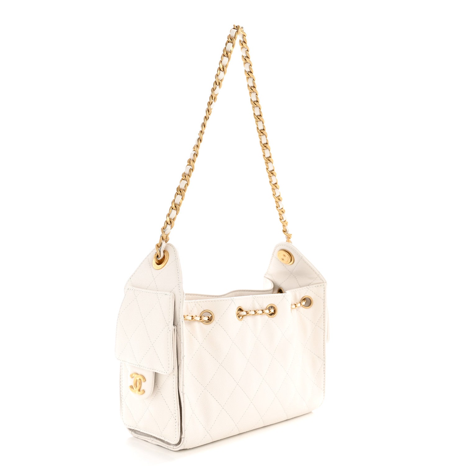 Caviar Quilted Mini Chanel 25 Handbag White