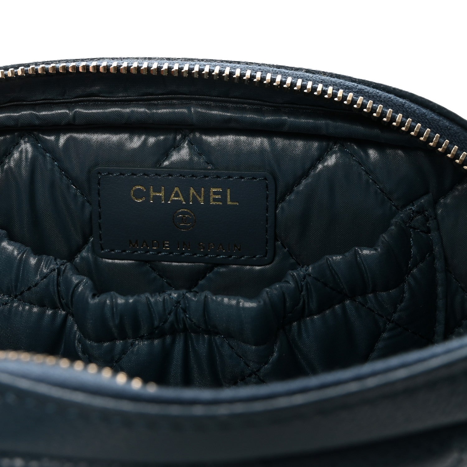 Caviar Quilted Small Curvy Pouch Cosmetic Case Blue