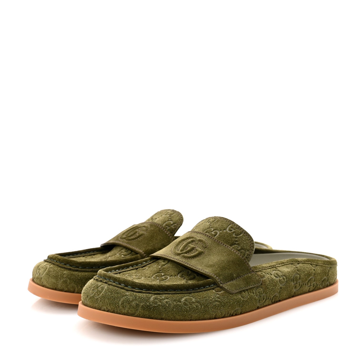 Suede GG Debossed Celia Mules 39 Green