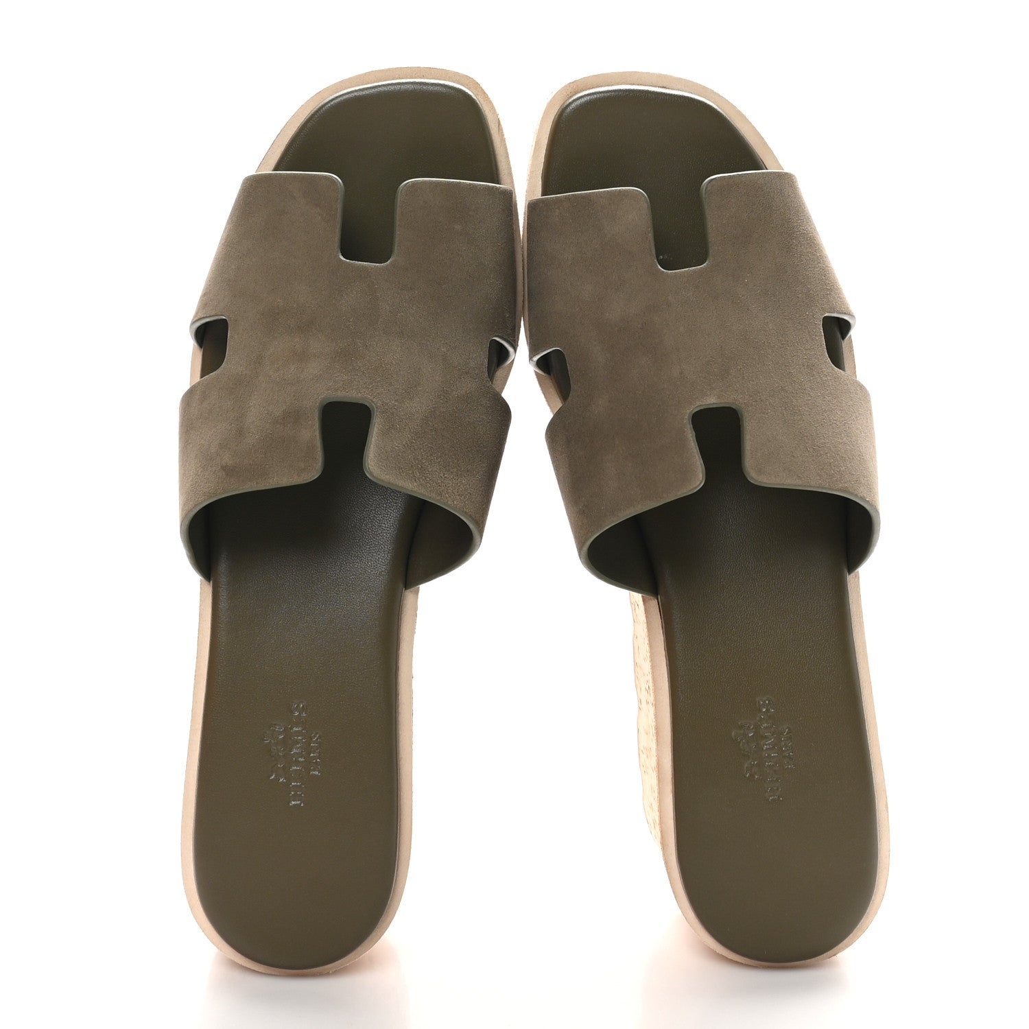 Suede Goatskin Cork Eze 30 Sandals 40 Vert Toundra