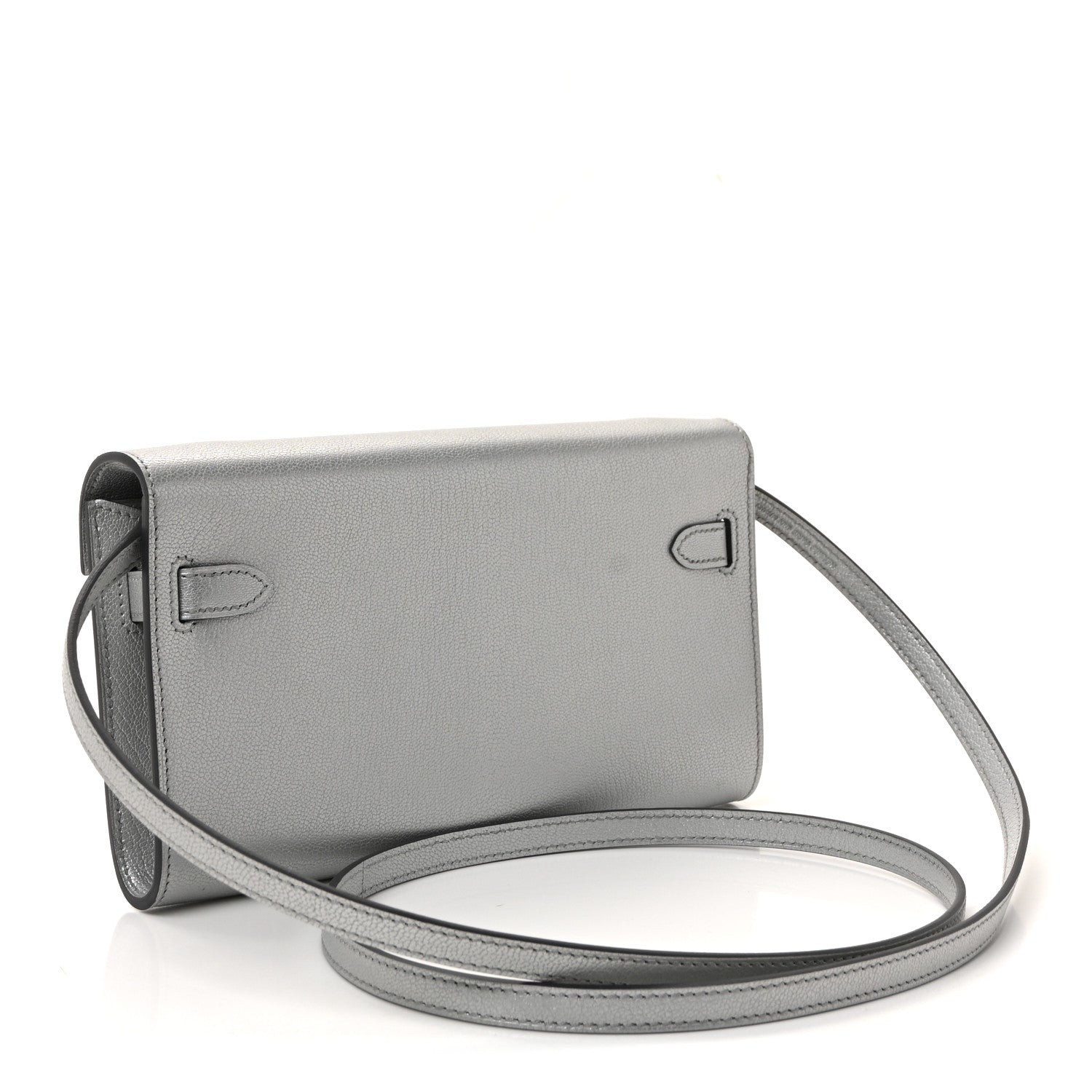 Metallic Chevre Chamkilight Kelly Wallet To Go Argent