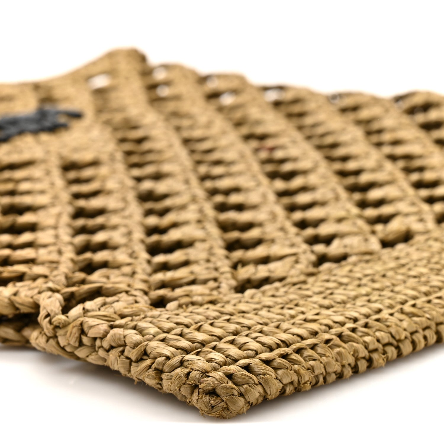 Yarn Raffia Effect Embroidered Logo Tote Oliva