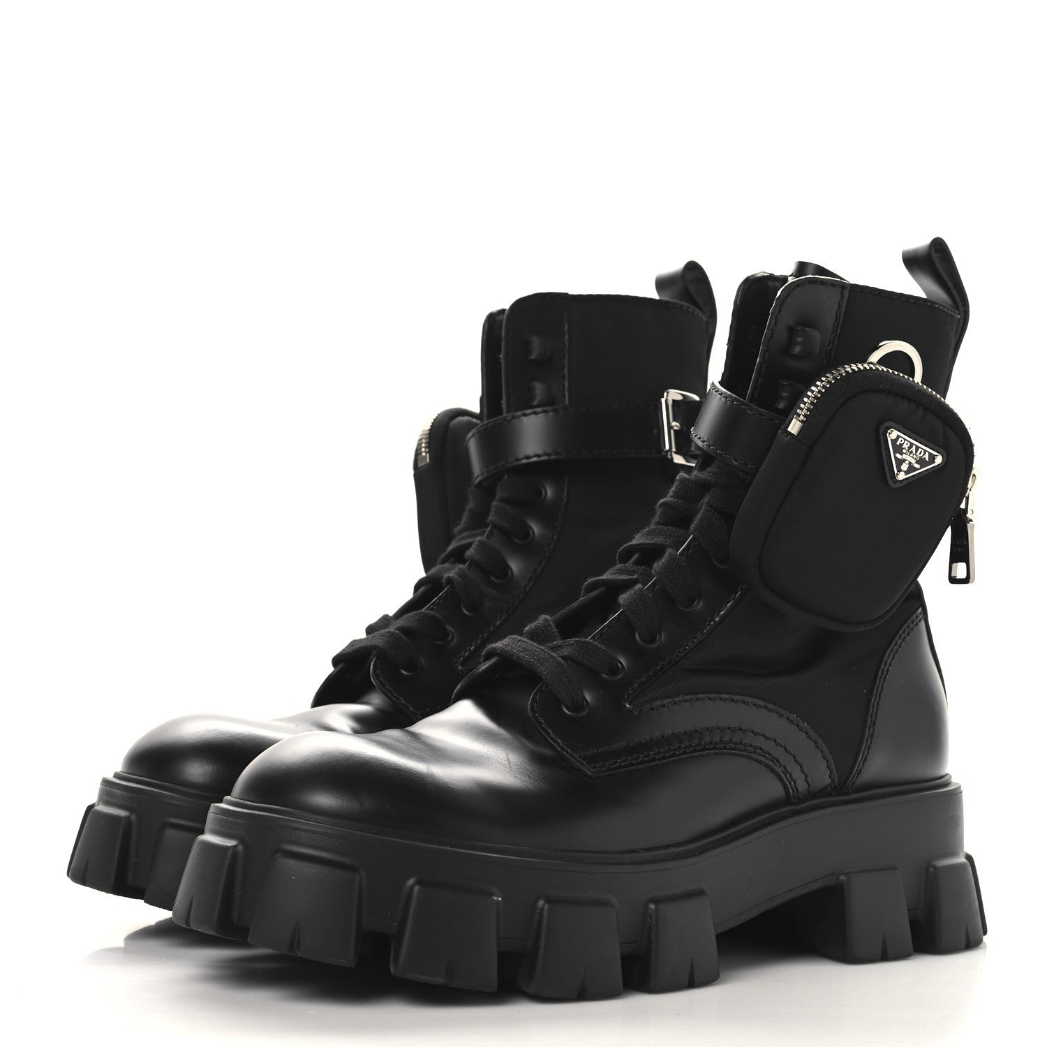 Spazzolato Rois Re-Nylon Metal Triangle Logo Monolith Pouch Pocket 55mm Boots 38 Black