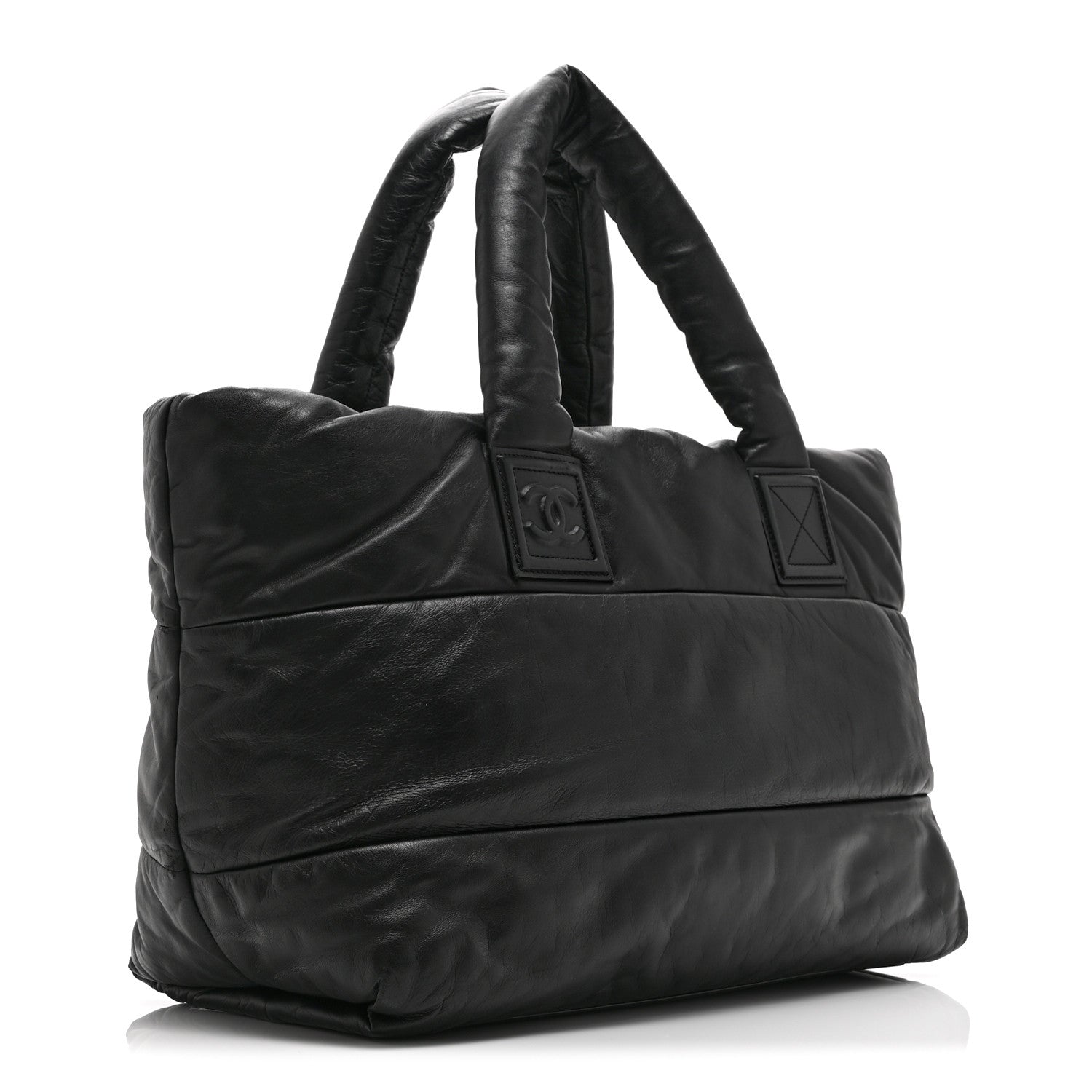 Lambskin Quilted Medium Coco Cocoon Reversible Tote Black