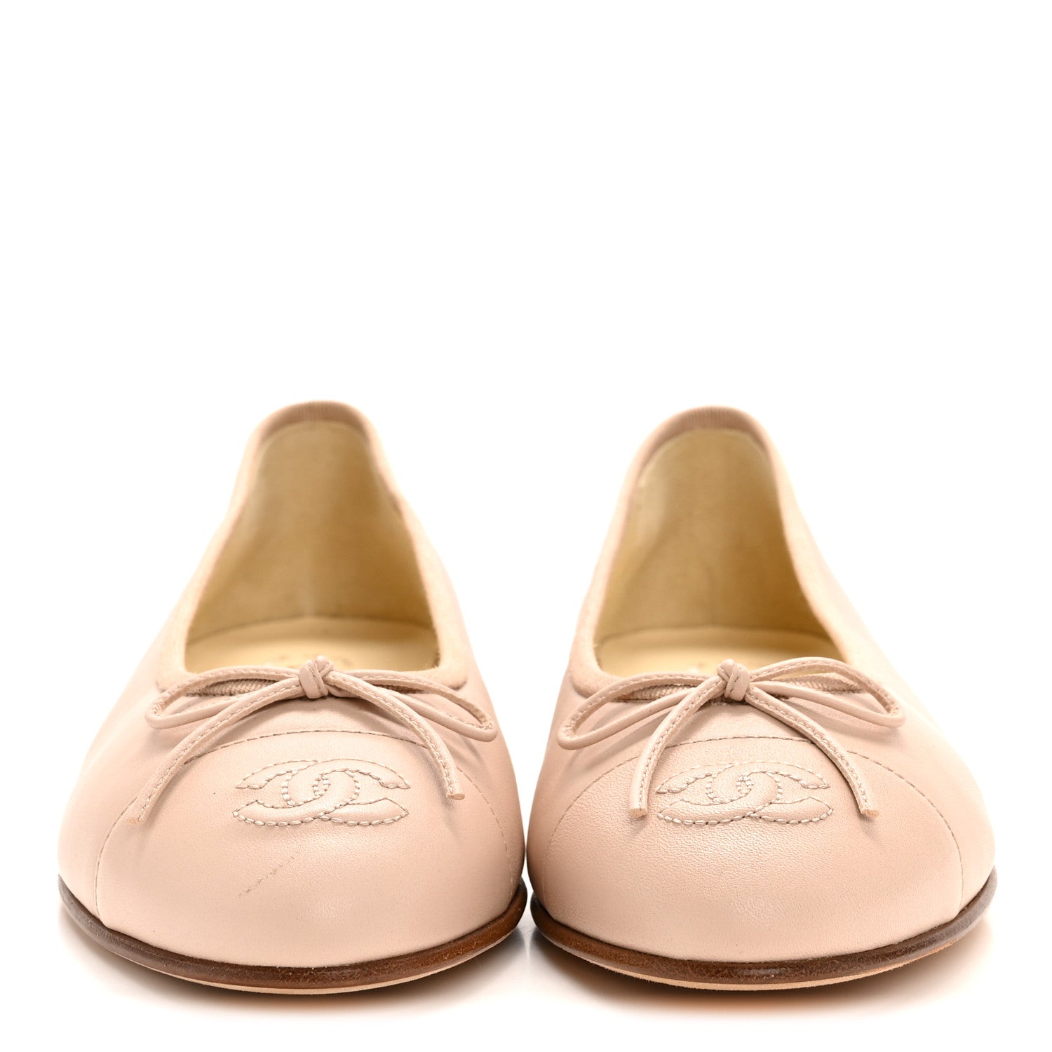 Lambskin Cap Toe CC Ballerina Flats 37 Beige