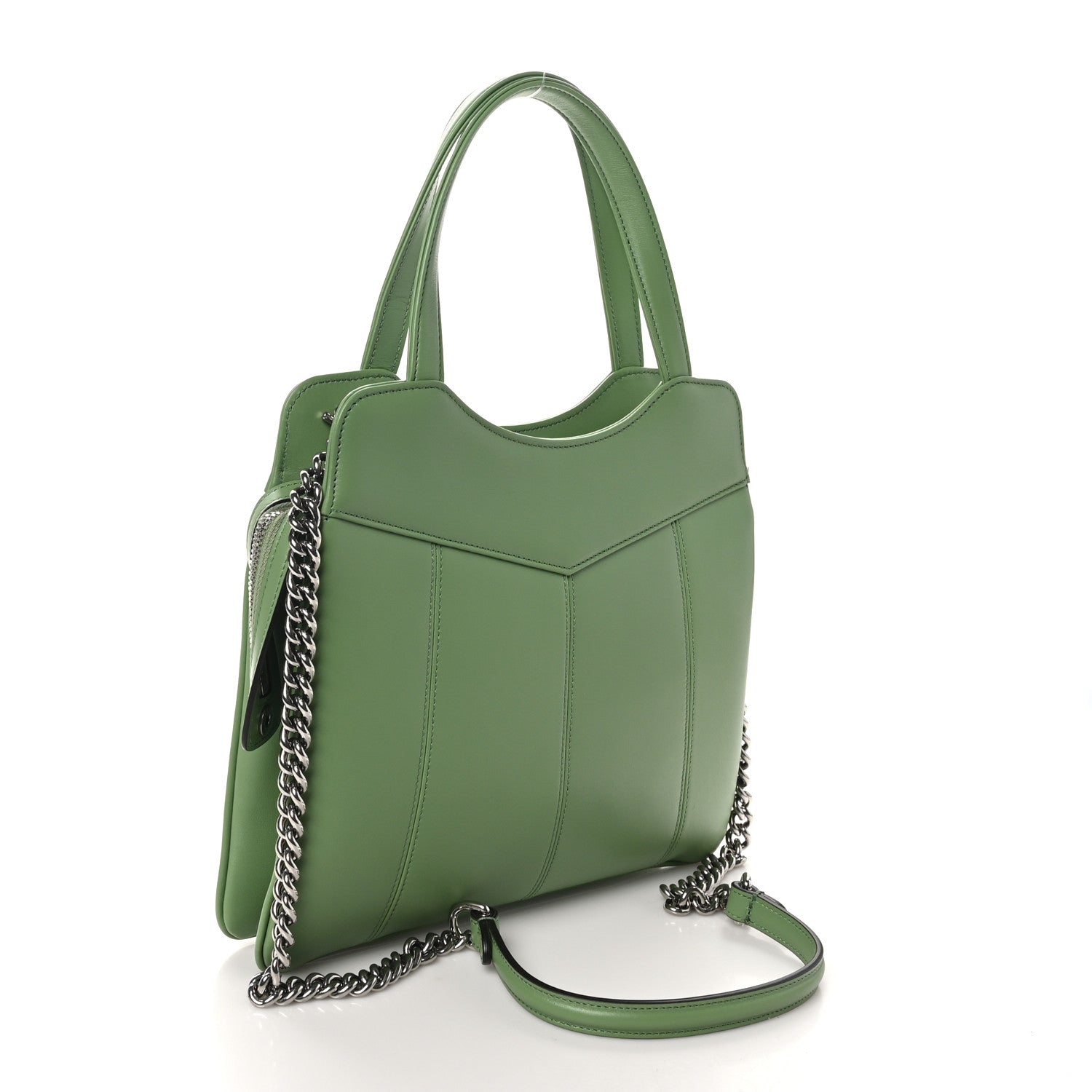 Senna Calfskin Petite GG Small Tote Bag Green Soil Grass