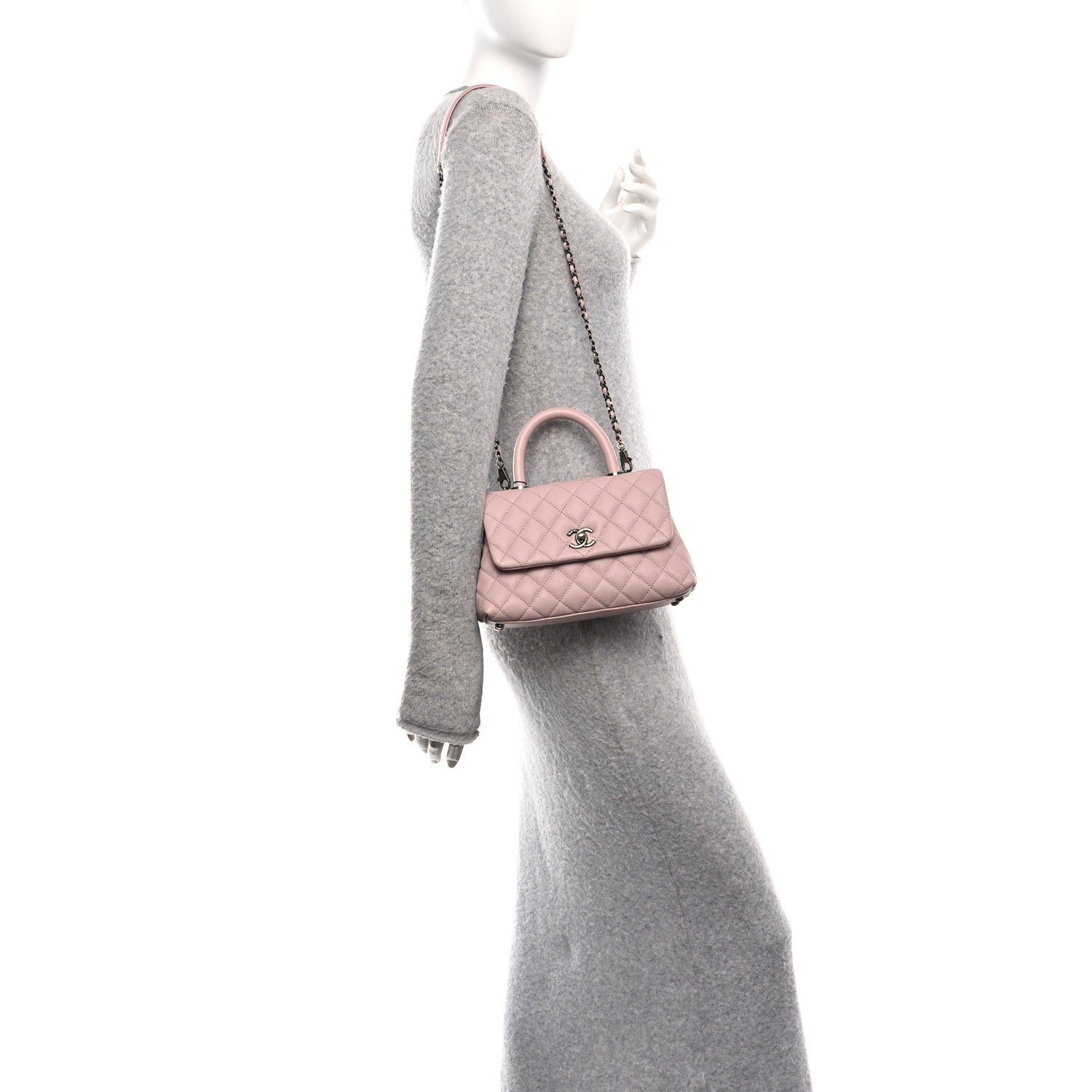 Caviar Quilted Mini Coco Handle Flap Pink