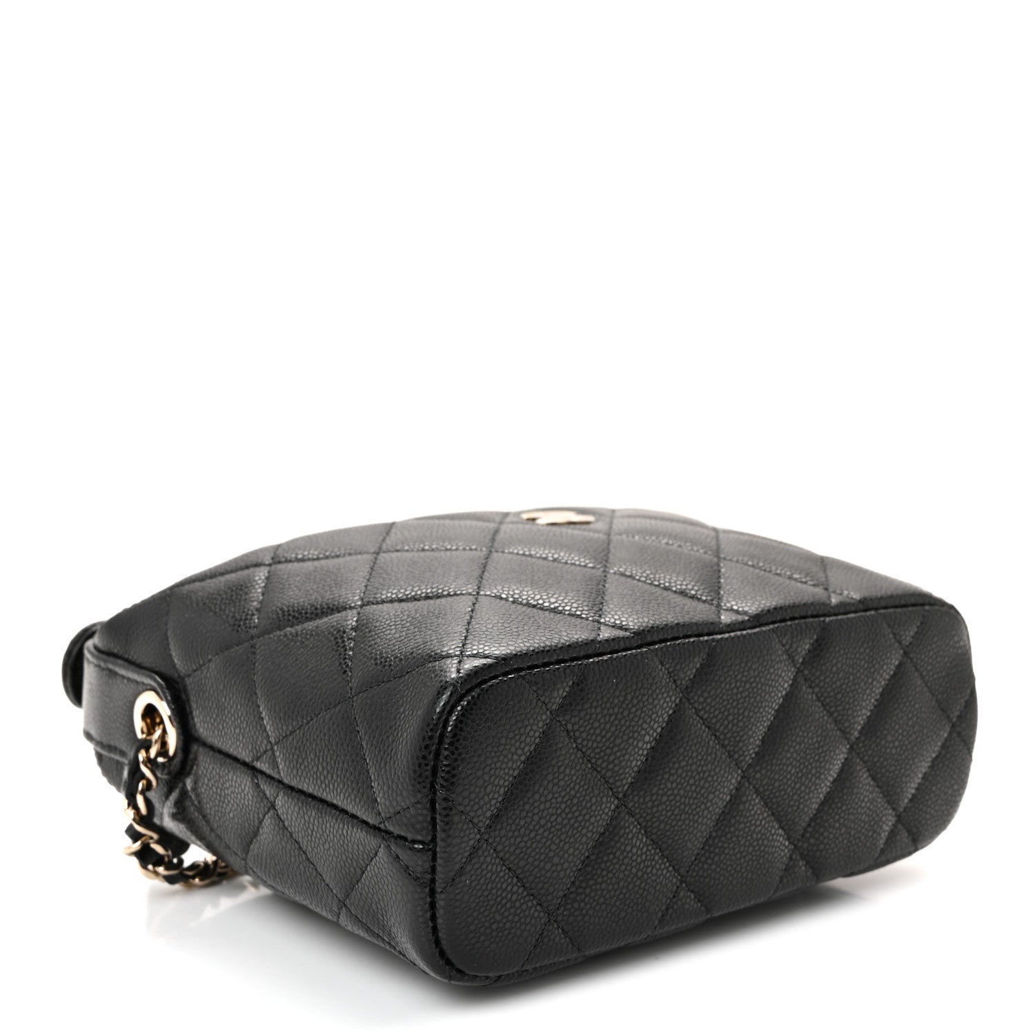 Caviar Quilted Hobo Clutch With Chain  Black