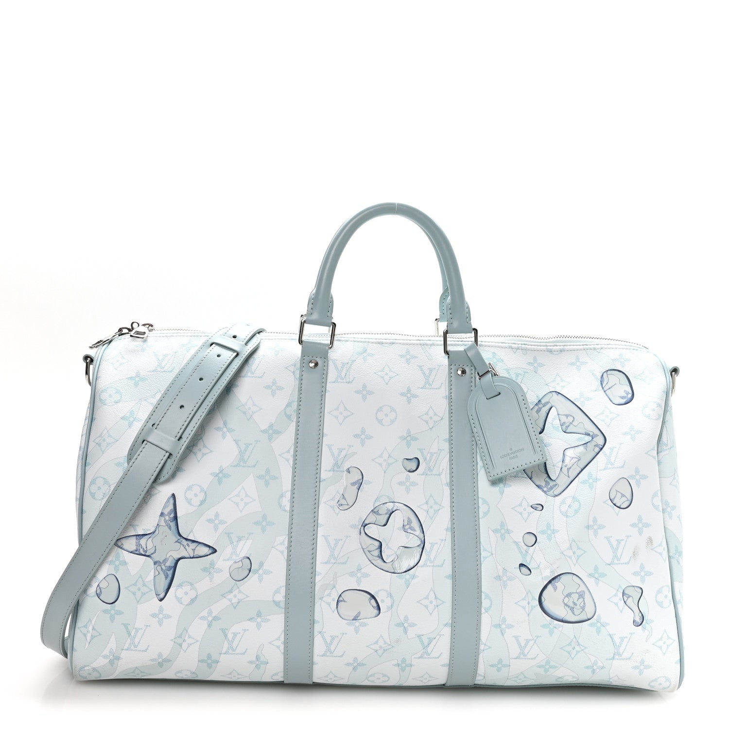 Monogram Aquagarden Keepall Bandouliere 50 Crystal Blue