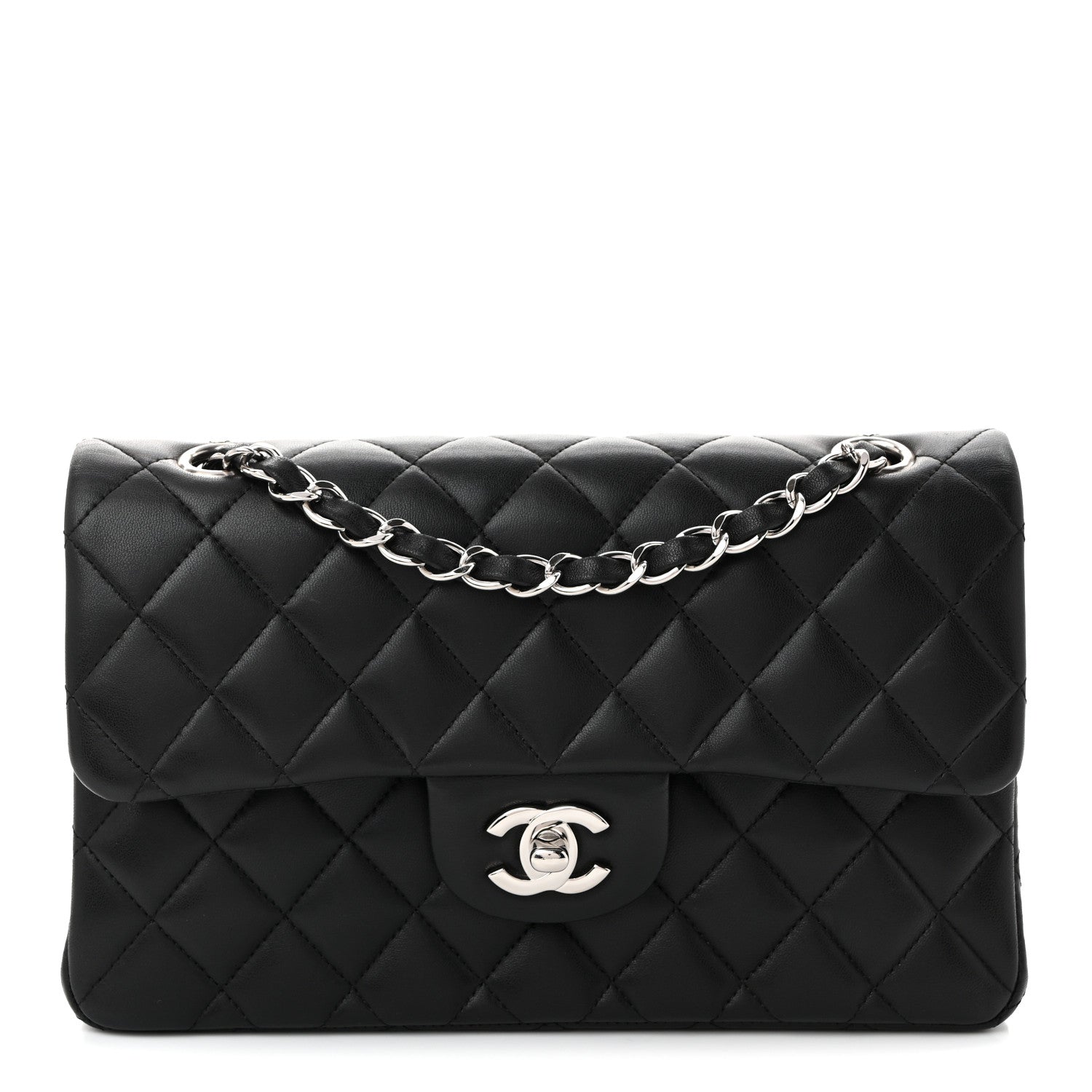 Lambskin Quilted Small Double Flap Black