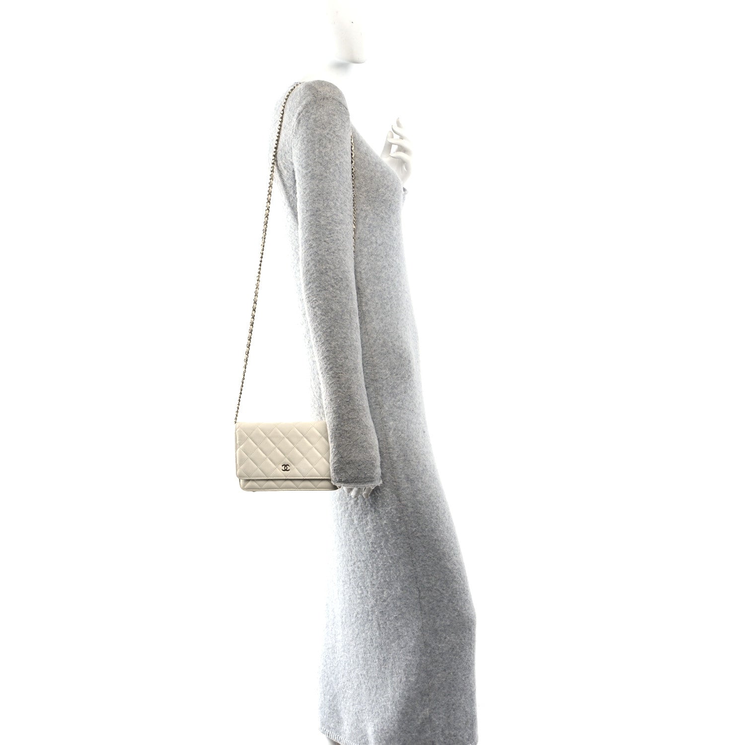 Caviar Quilted Wallet On Chain WOC White