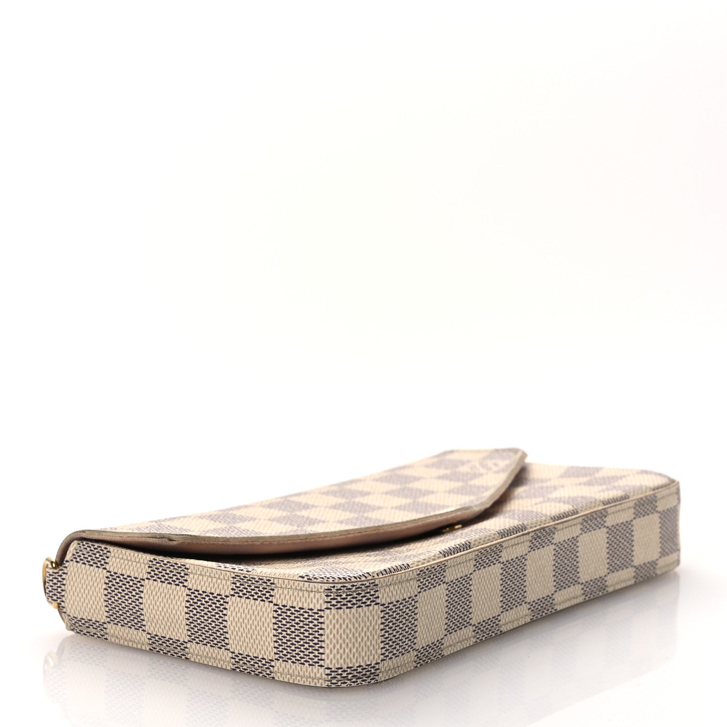 Damier Azur Pochette Felicie Chain Wallet Rose Ballerine