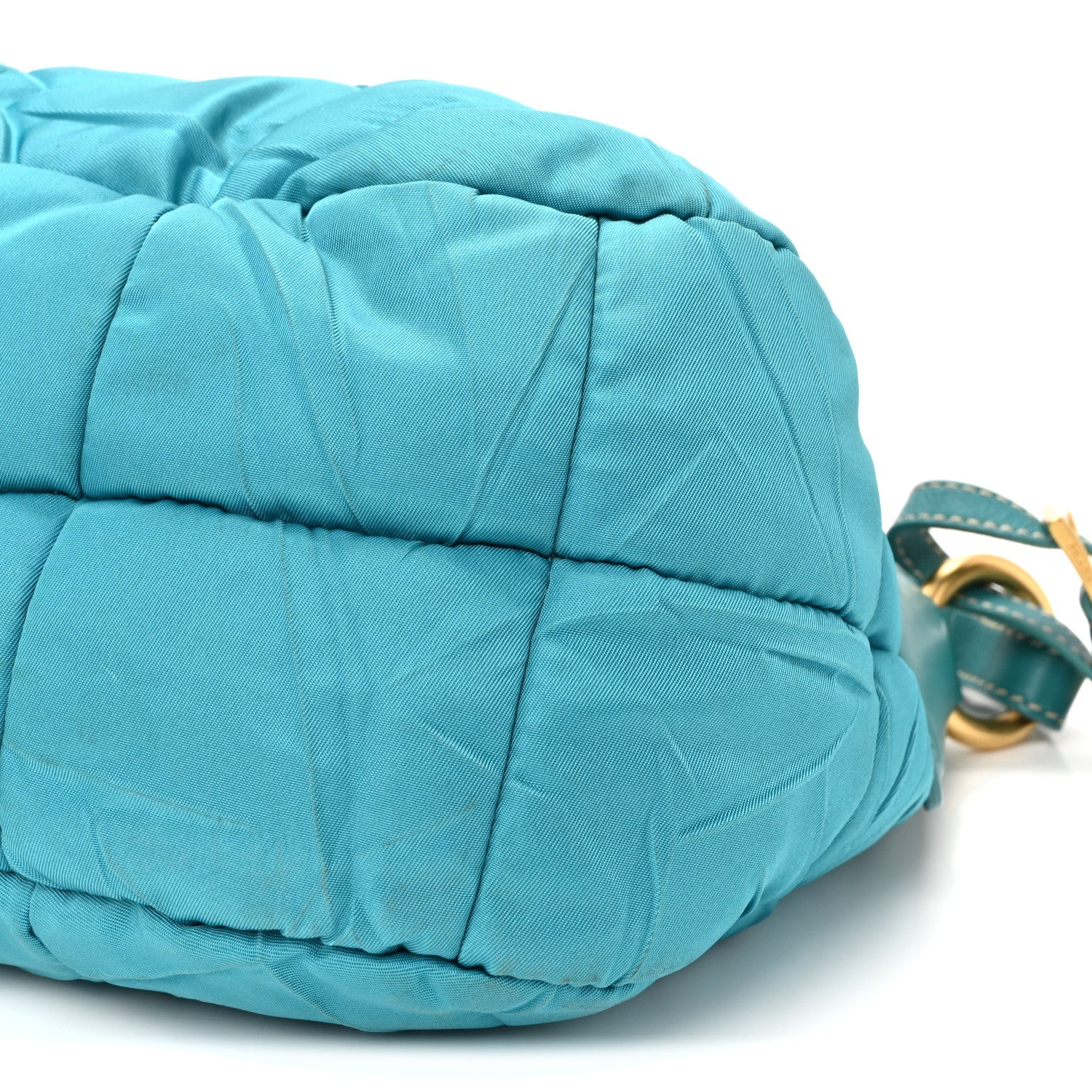 Tessuto Nylon Chevron Quilted Shoulder Bag Turchese