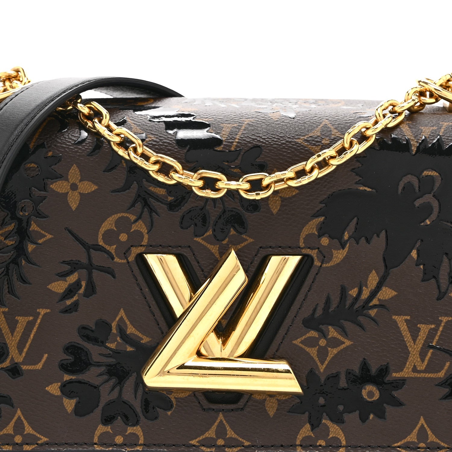 Calfskin Monogram Blossom Twist MM Black