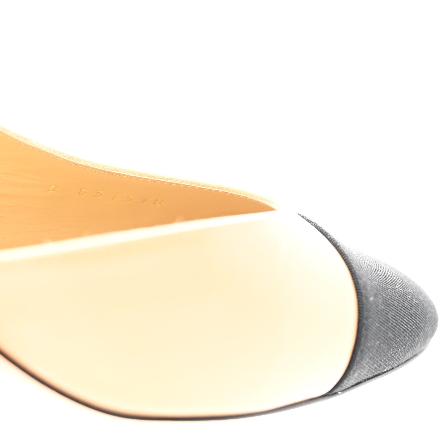 Goatskin Grosgrain Cap Toe CC Slingback Pumps 40 Beige Black