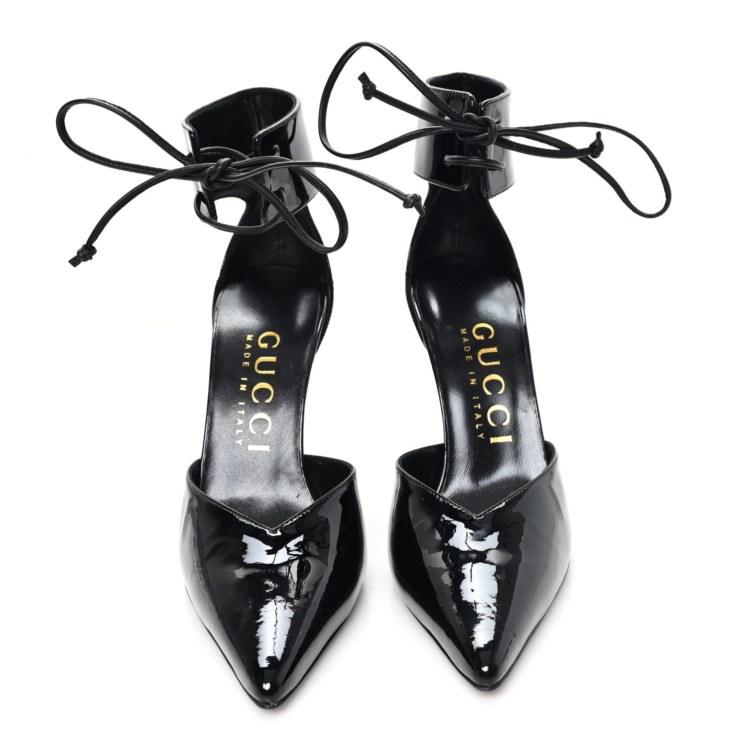 Vitello Vernice Soft Nappa Priscilla Ankle Cuff Pumps 37.5 Black