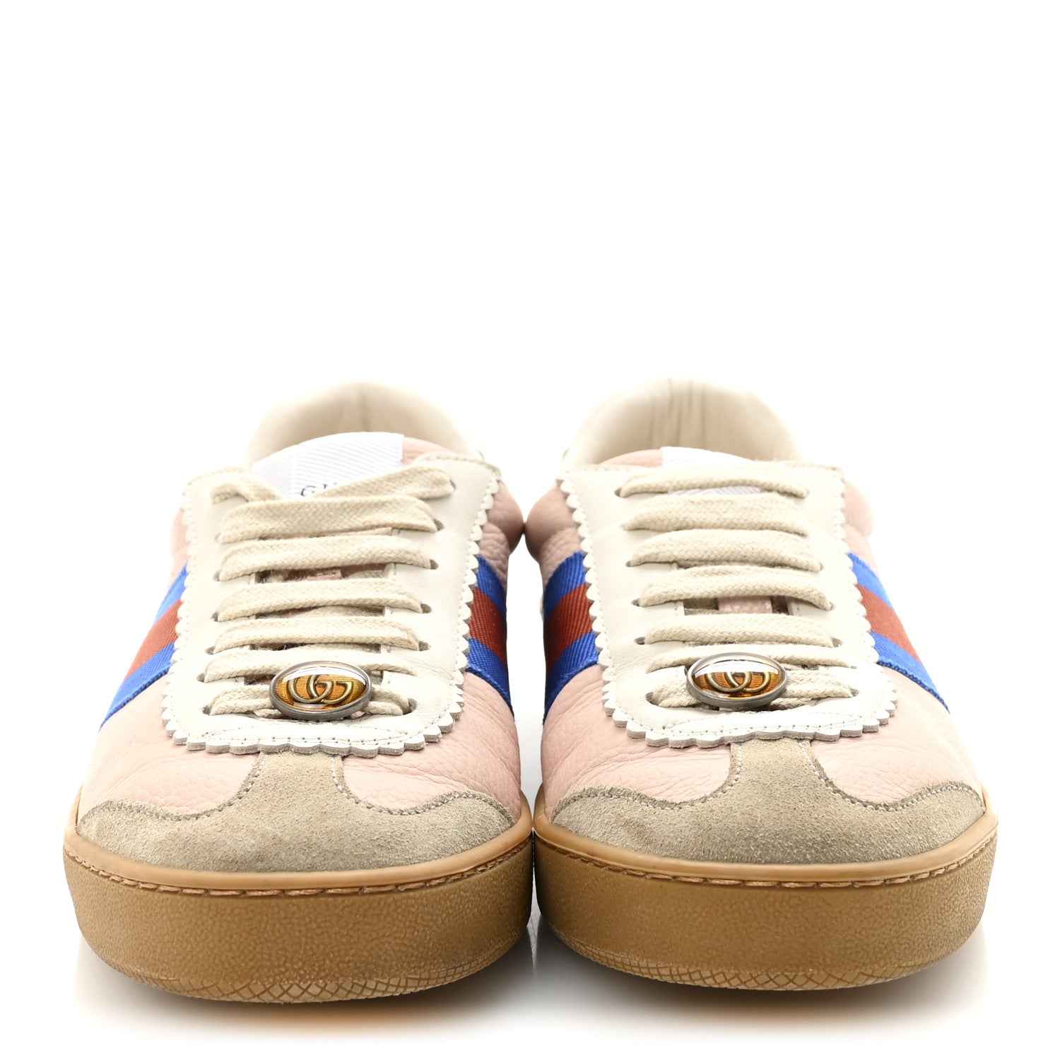 Calfskin Suede Web Womens G74 Sneakers 37 Oatmeal Soft Rose