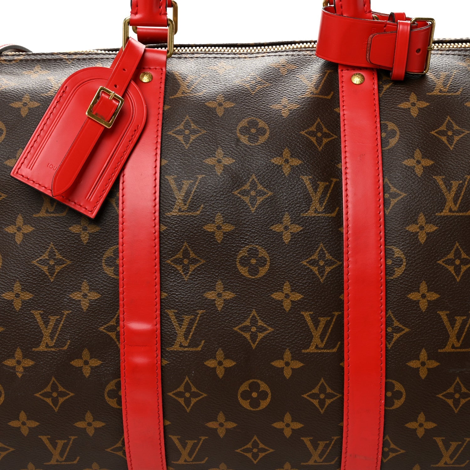 Calfskin Monogram Keepall Bandouliere 50 Coquelicot