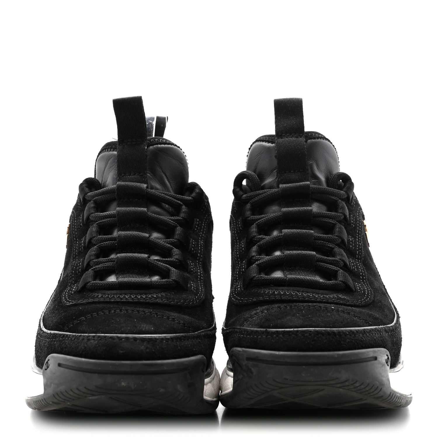 Suede Calfskin Nylon Grosgrain CC Sneakers 37 Black