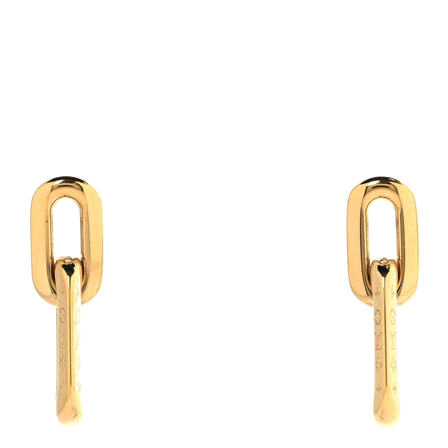 Metal LV Edge Double Hoop Earrings Gold