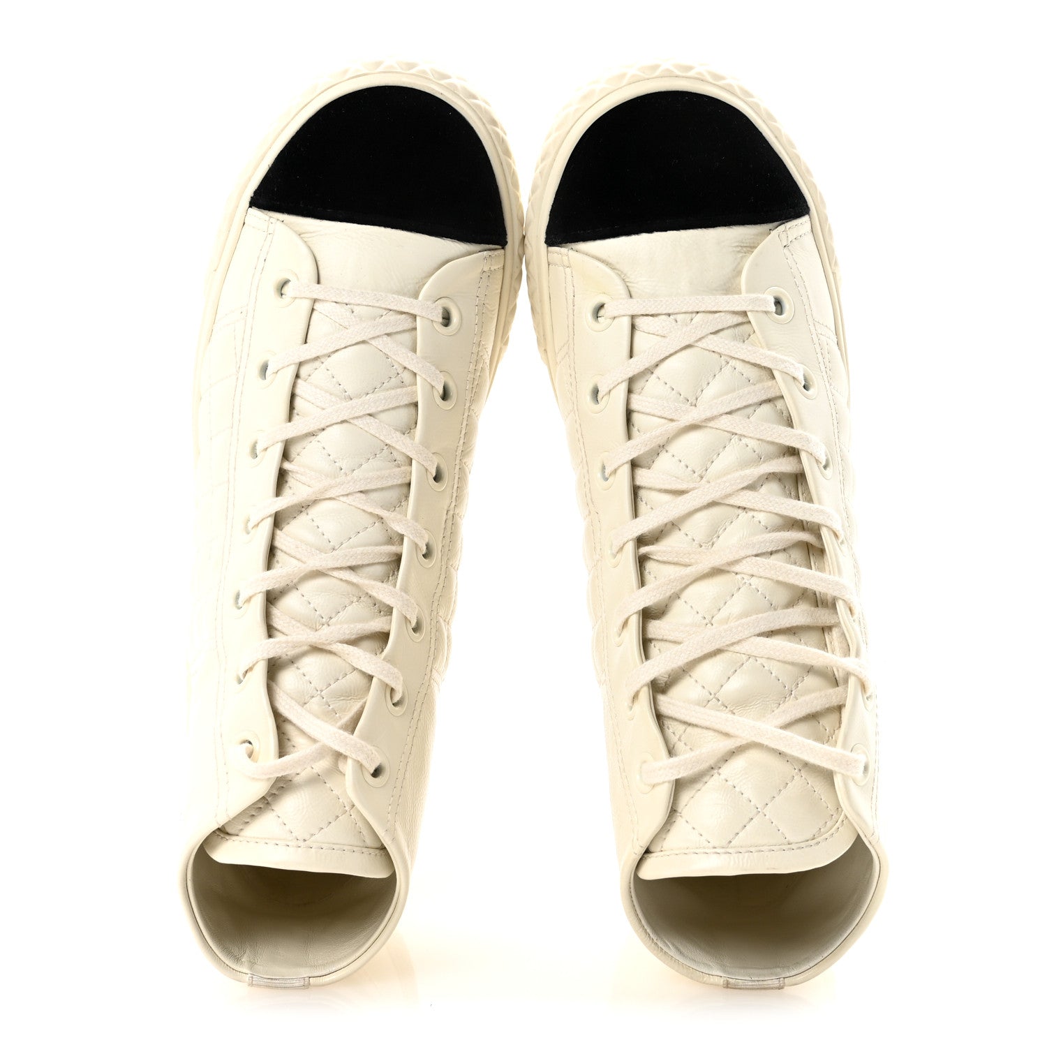 Calfskin High Top CC Sneakers 40 Ivory Black