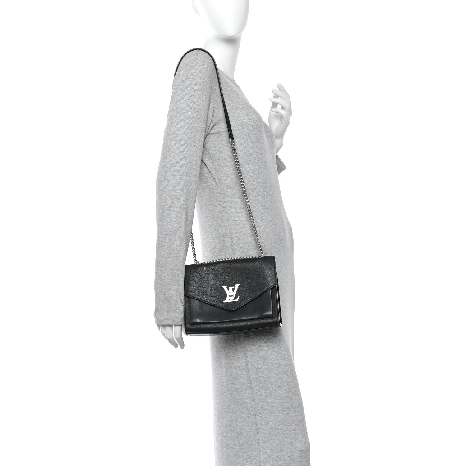 Soft Calfskin My Lockme Chain Bag BB Black