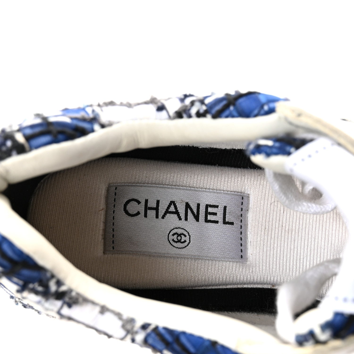 Tweed Suede Calfskin Womens CC Sneakers 36.5 Dark Blue Black Grey White