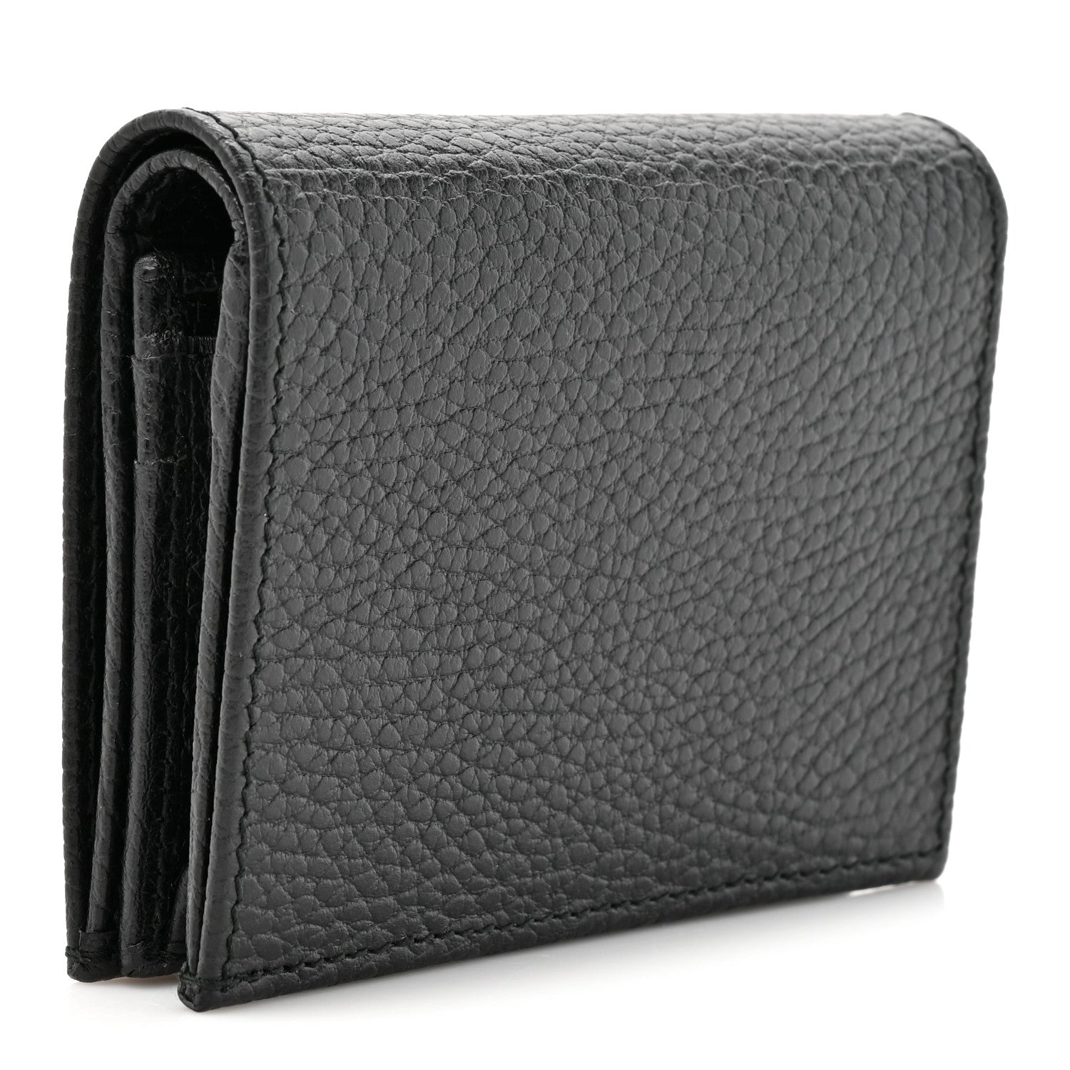 Pebbled Calfskin GG Marmont Card Case Black
