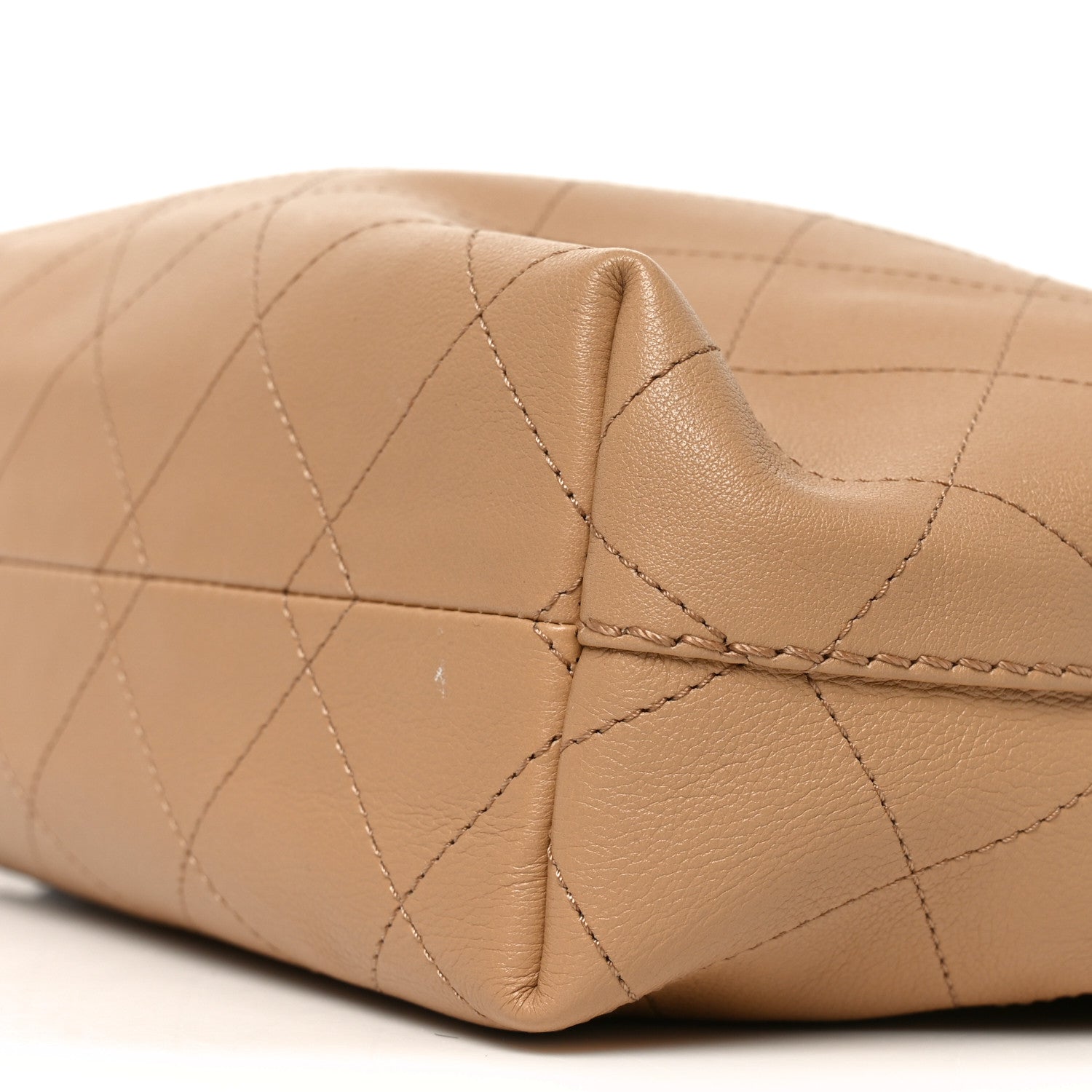 Calfskin Quilted Small Maxi Hobo Beige