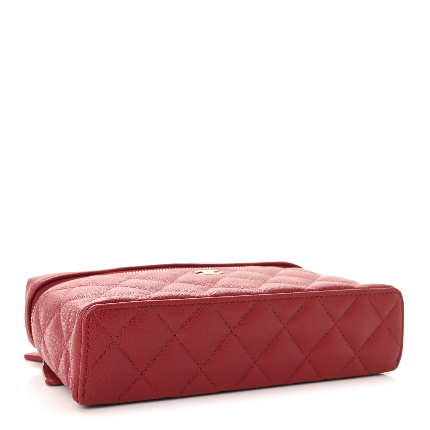 Caviar Quilted Top Handle Slim Vanity With Chain Red