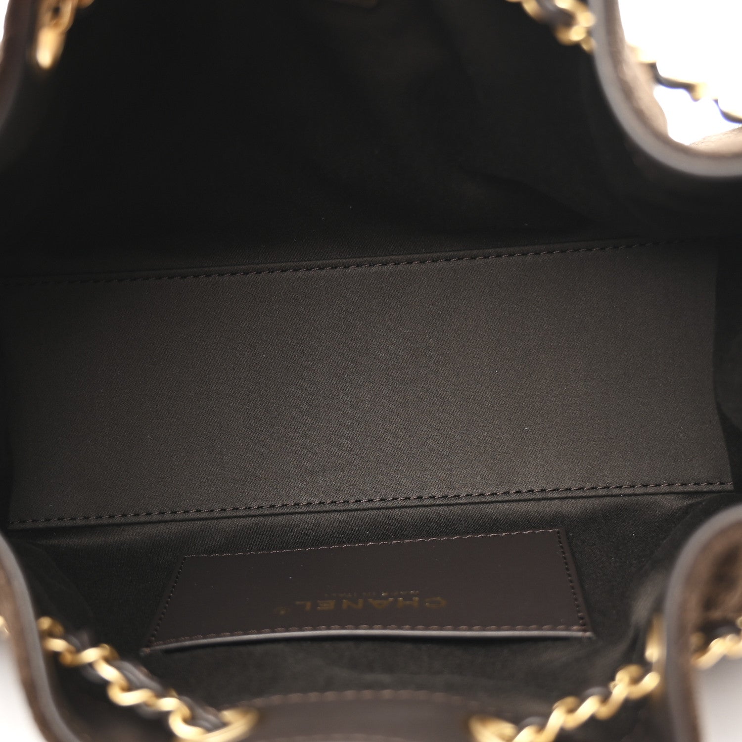 Suede Quilted Mini Chanel 25 Handbag Dark Brown