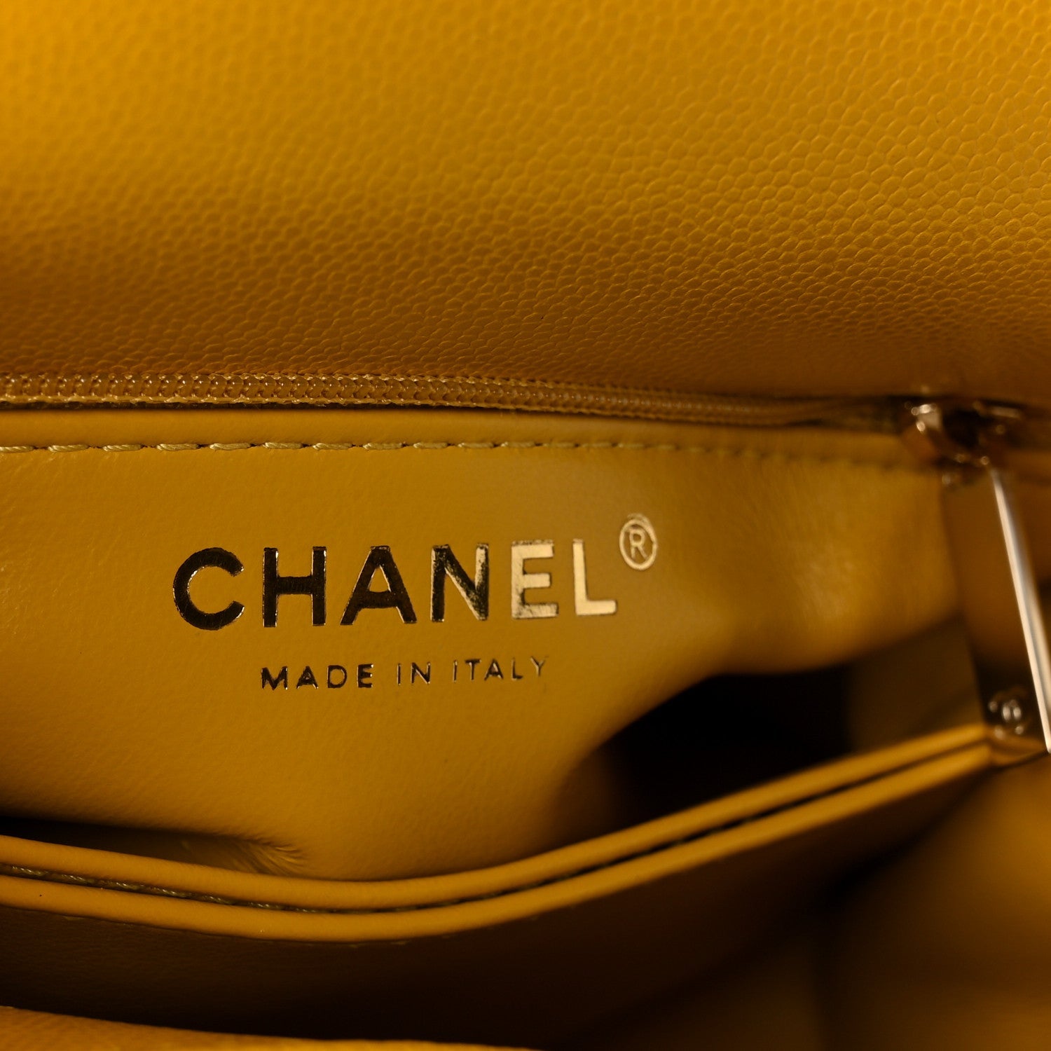 Caviar Quilted Mini Coco Handle Flap Yellow