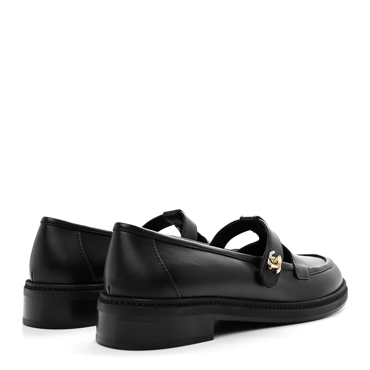 Calfskin CC Turnlock Moccasin Loafers 40 Black