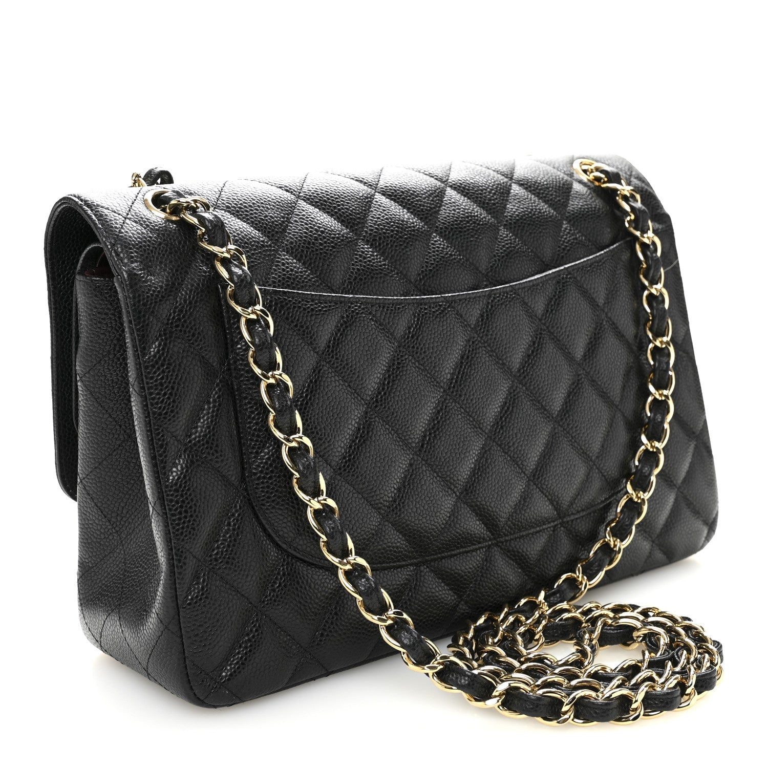 Caviar Quilted Jumbo Double Flap Black