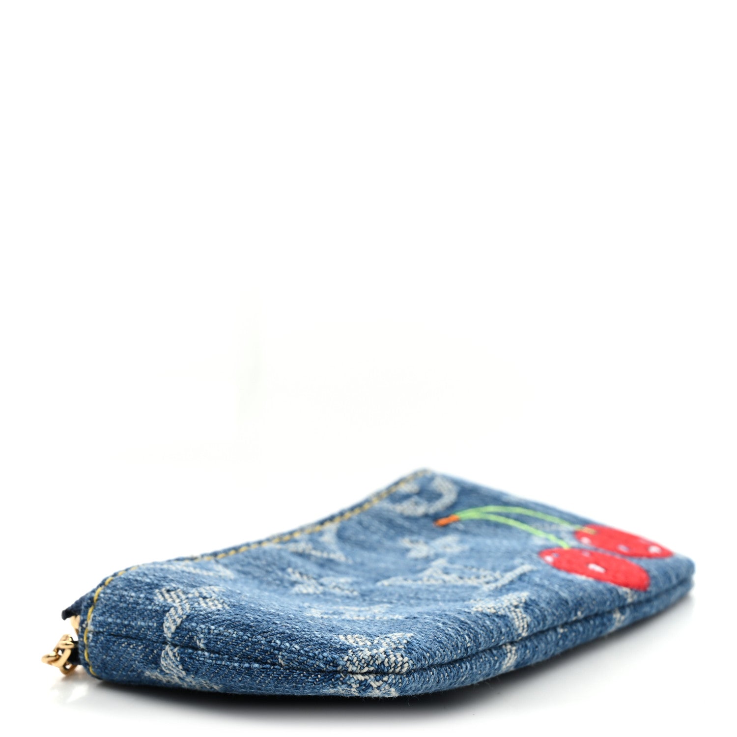 LV X TM Monogram Denim Cerises Key Pouch Blue