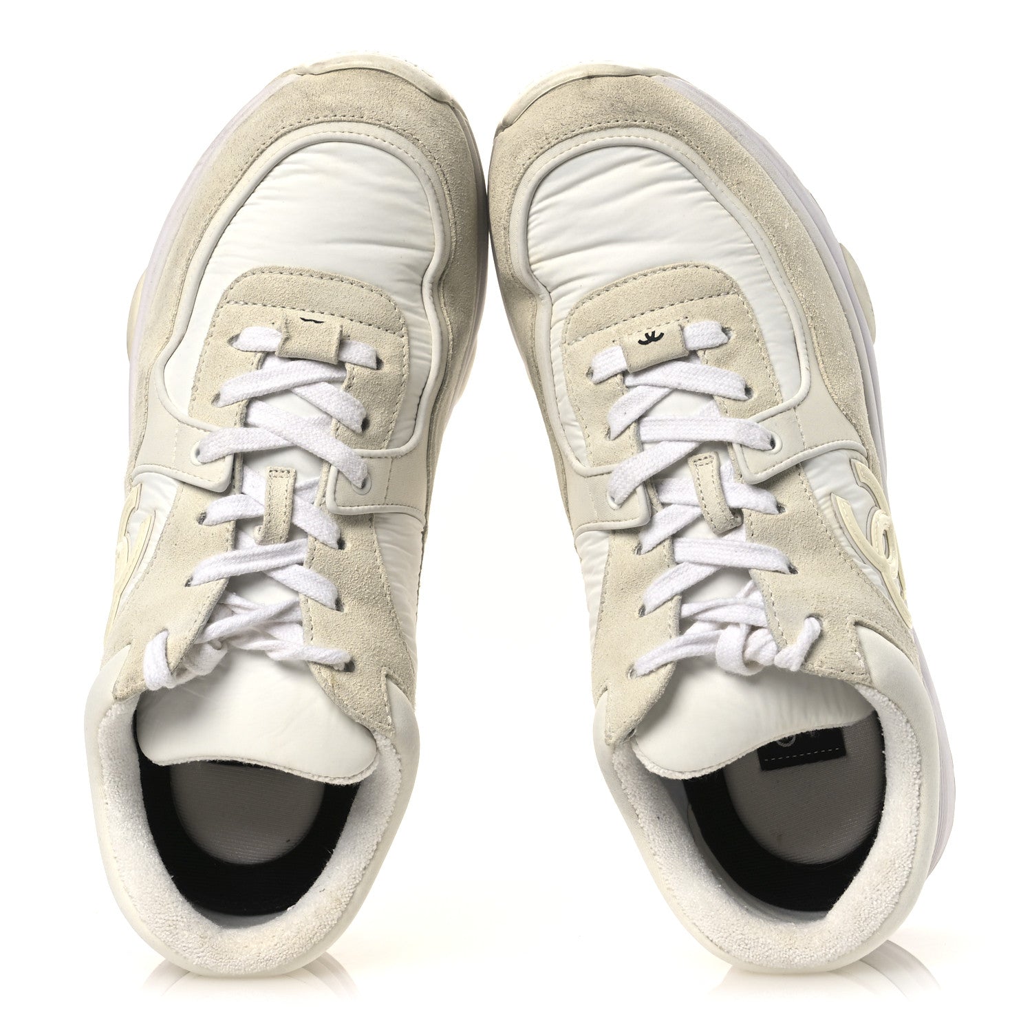 Suede Calfskin Fabric CC Sneakers 39 White